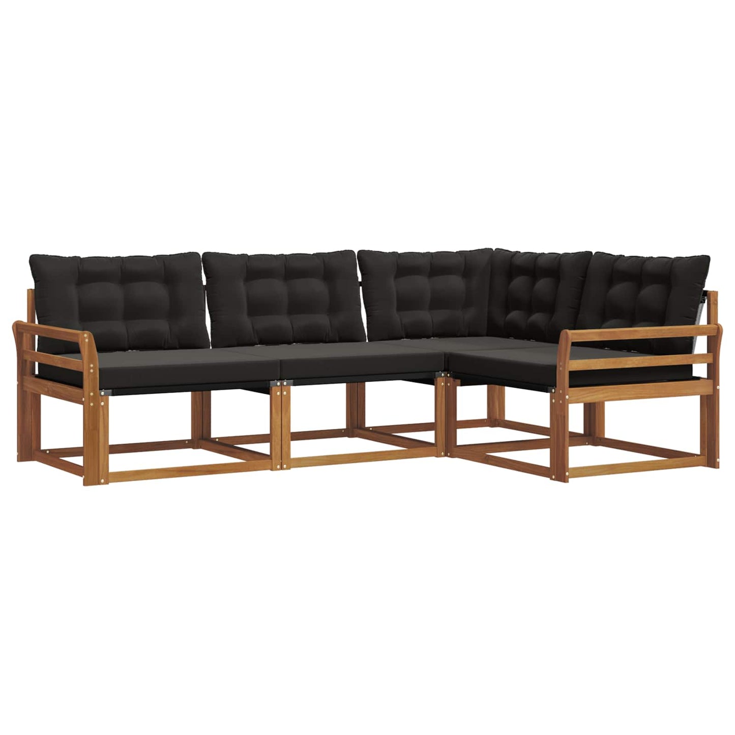 vidaXL Σειρά Καναπέ Εξωτερικού με μαξιλάρι 4 pcs Φυσικό και Μαύρο