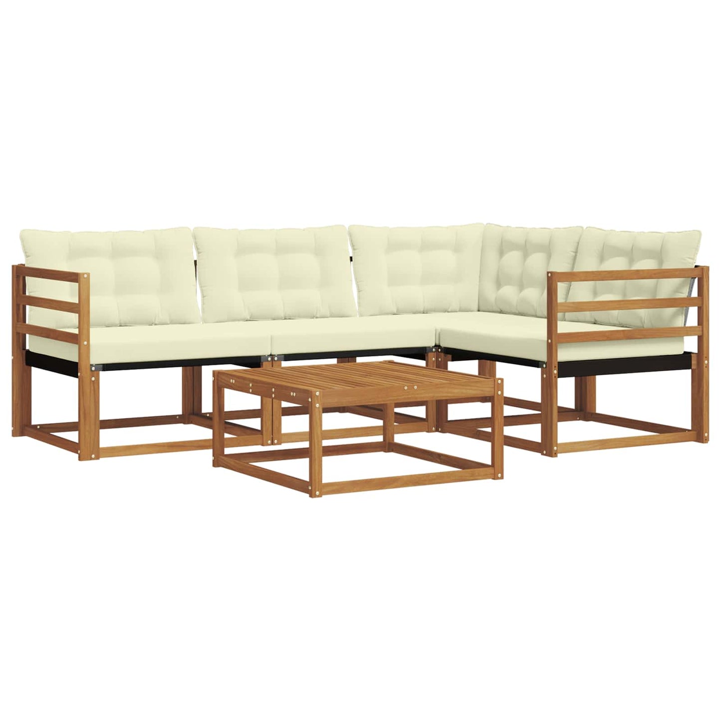 vidaXL Σειρά Καναπέ Εξωτερικού με μαξιλάρι 5 pcs Φυσικό και Κρέμα