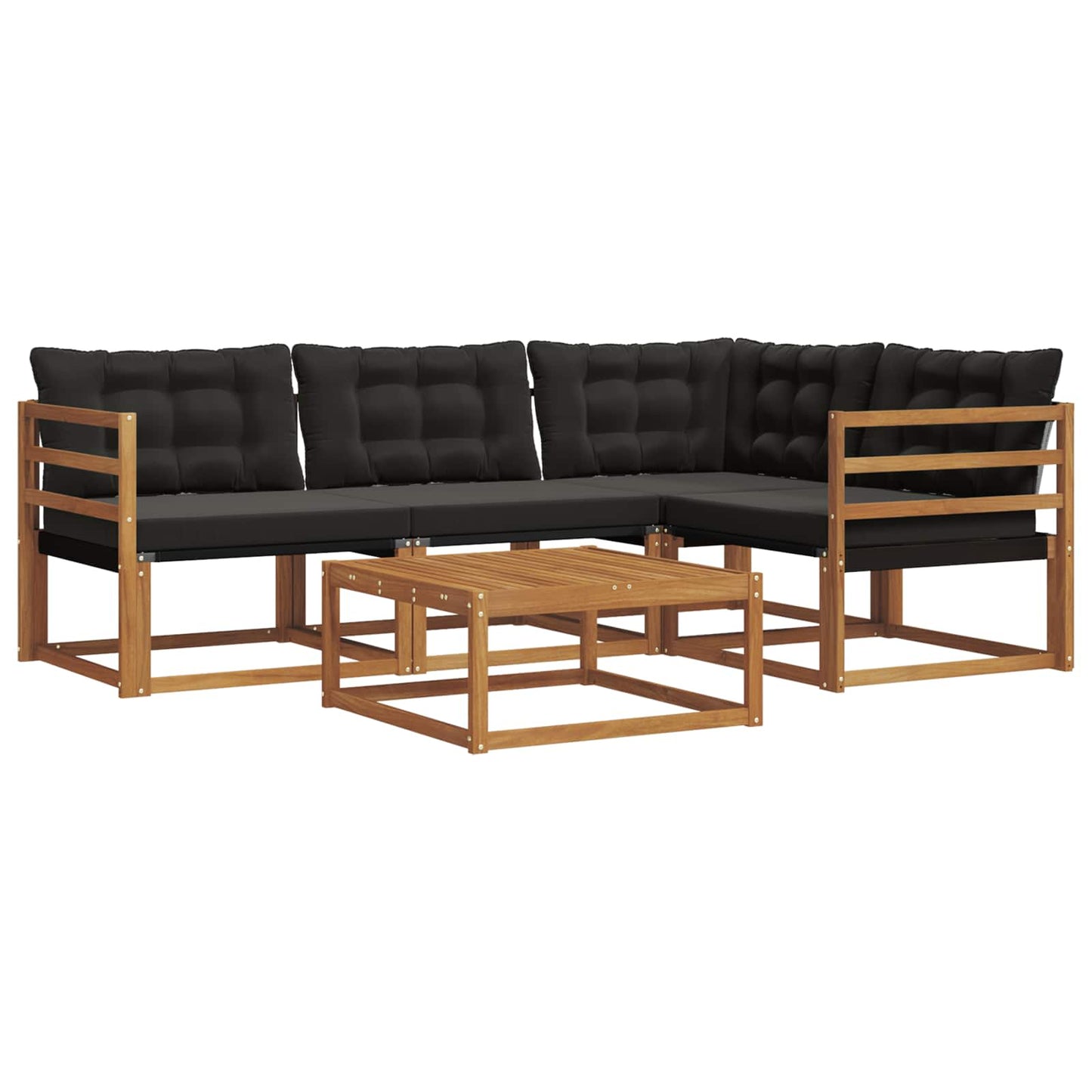 vidaXL Σειρά Καναπέ Εξωτερικού με μαξιλάρι 5 pcs Φυσικό και Μαύρο