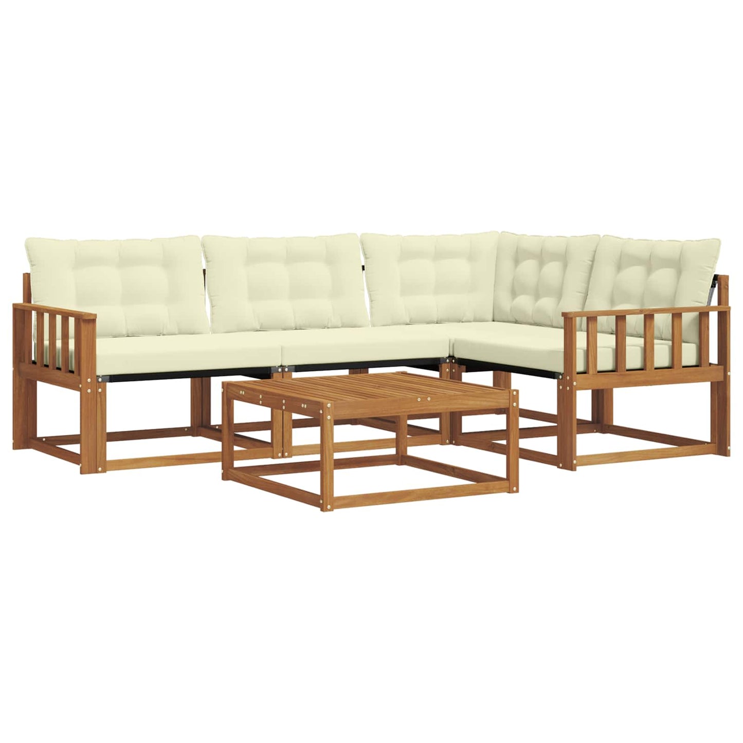vidaXL Σειρά Καναπέ Εξωτερικού με μαξιλάρι 5 pcs Φυσικό και Κρέμα