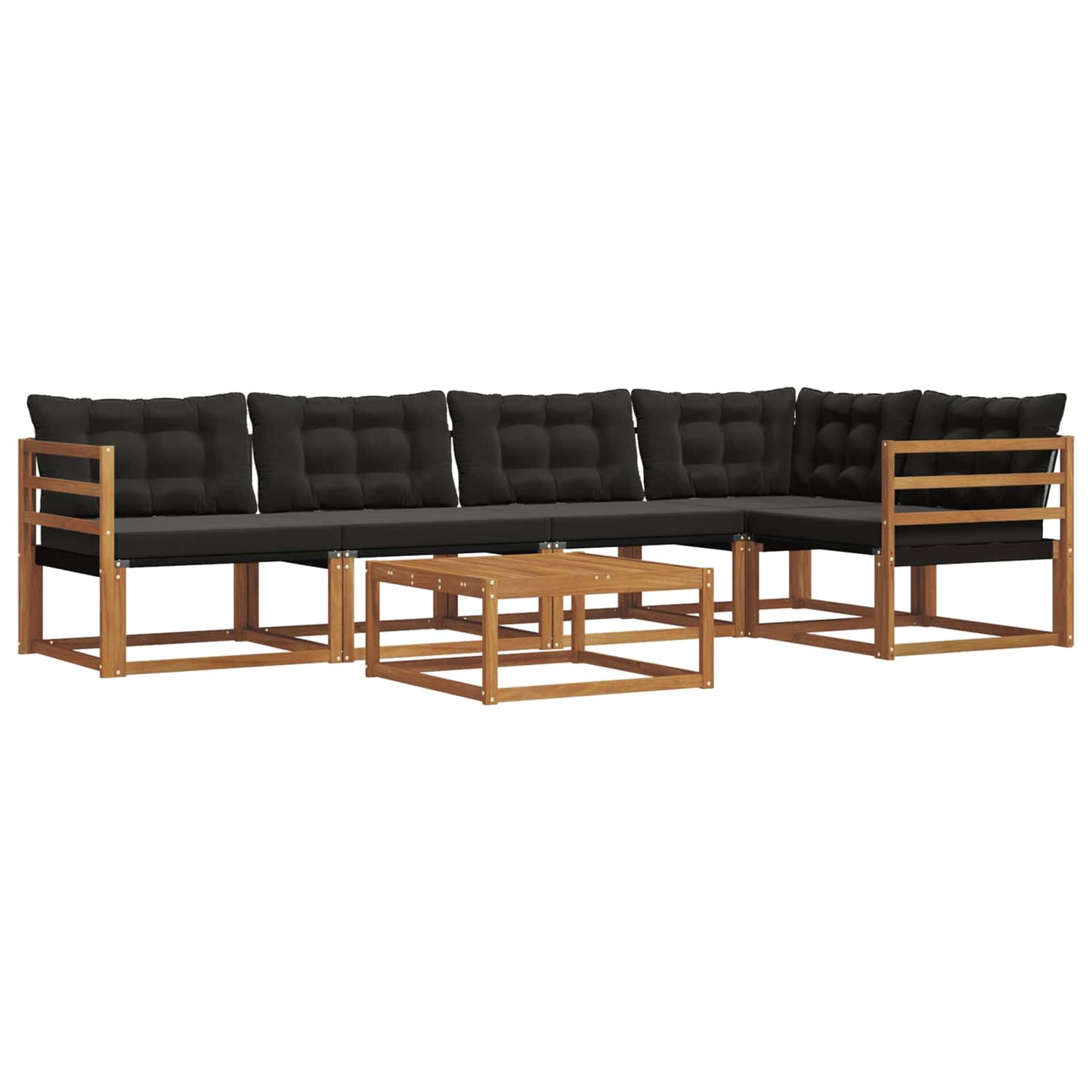 vidaXL Σειρά Καναπέ Εξωτερικού με μαξιλάρι 6 pcs Φυσικό και Μαύρο
