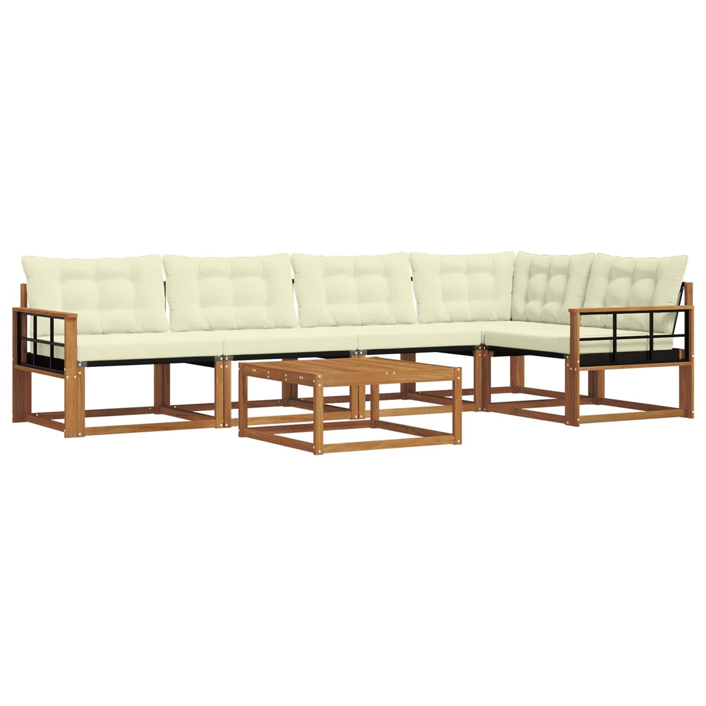 vidaXL Σειρά Καναπέ Εξωτερικού με μαξιλάρι 6 pcs Φυσικό και Κρέμα