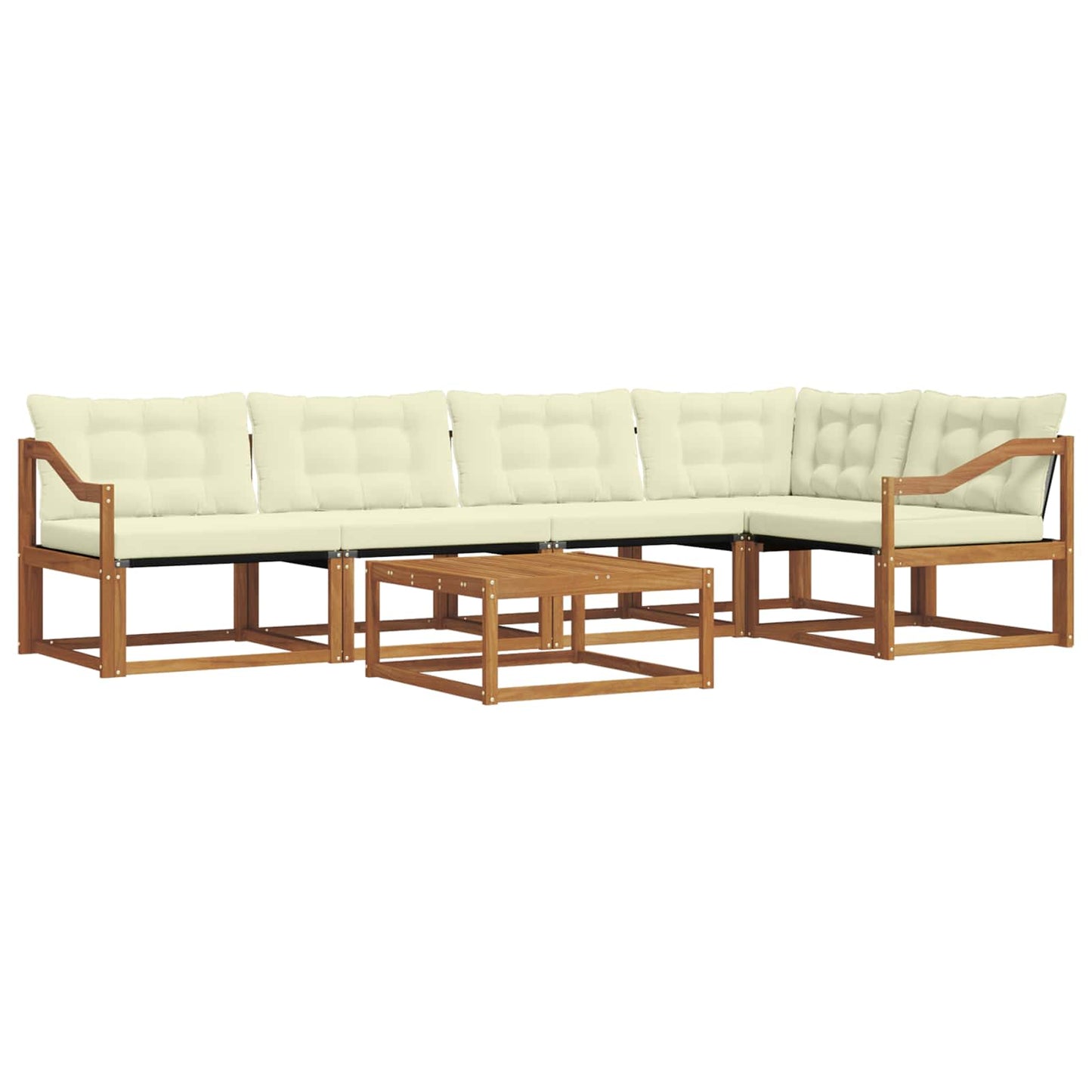 vidaXL Σειρά Καναπέ Εξωτερικού με μαξιλάρι 6 pcs Φυσικό και Κρέμα