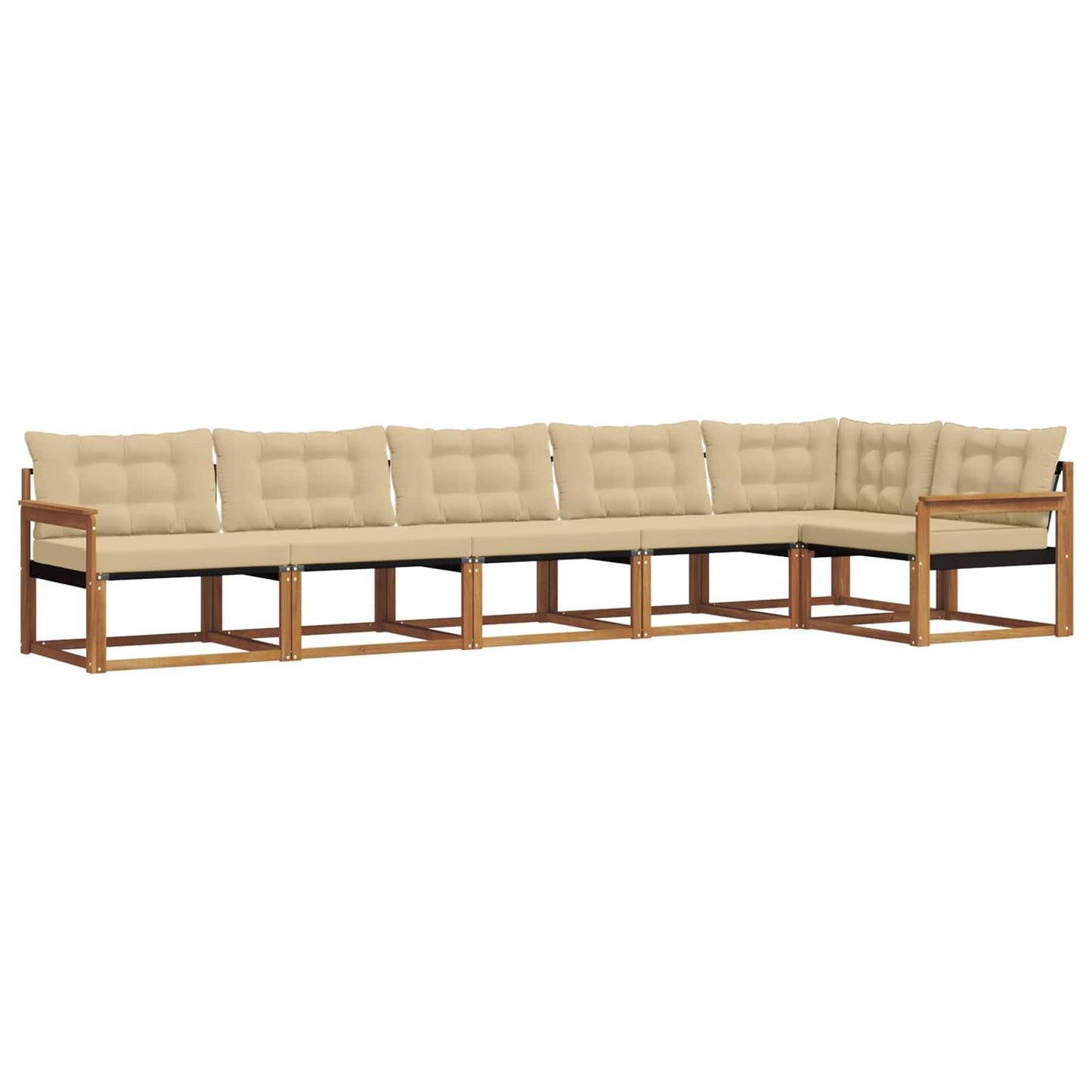 vidaXL Σειρά Καναπέ Εξωτερικού με μαξιλάρι 6 pcs Φυσικό και Μπεζ