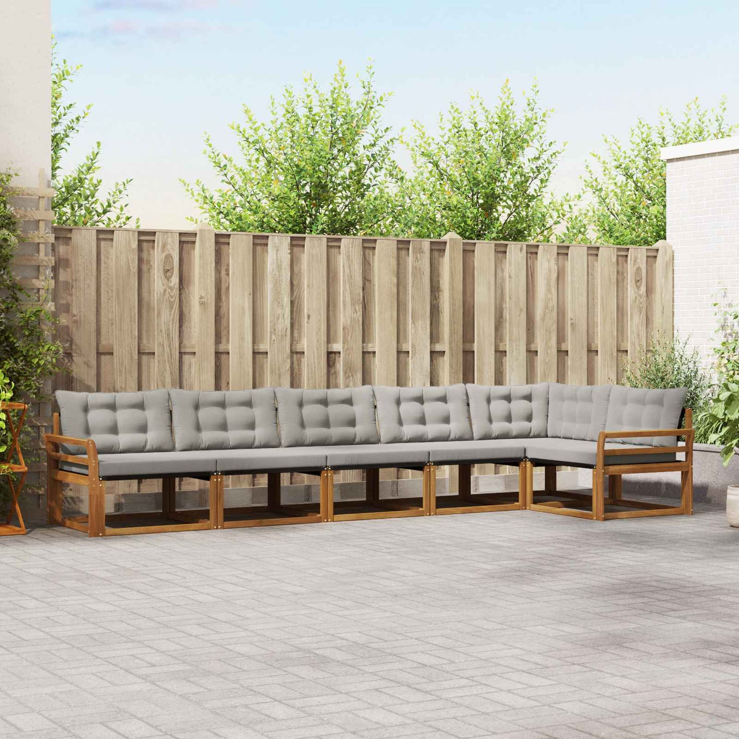 vidaXL Σειρά Καναπέ Εξωτερικού 6 pcs Φυσικό και Ανοιχτό Γκρι