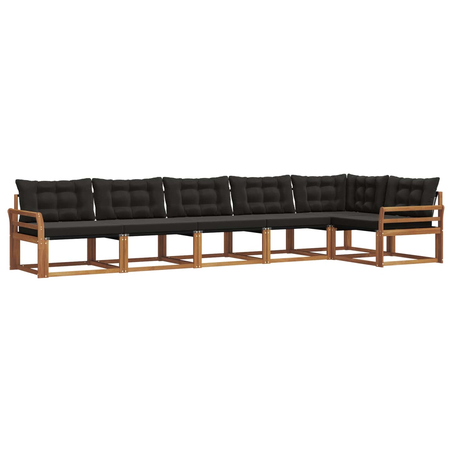 vidaXL Σειρά Καναπέ Εξωτερικού με μαξιλάρι 6 pcs Φυσικό και Μαύρο