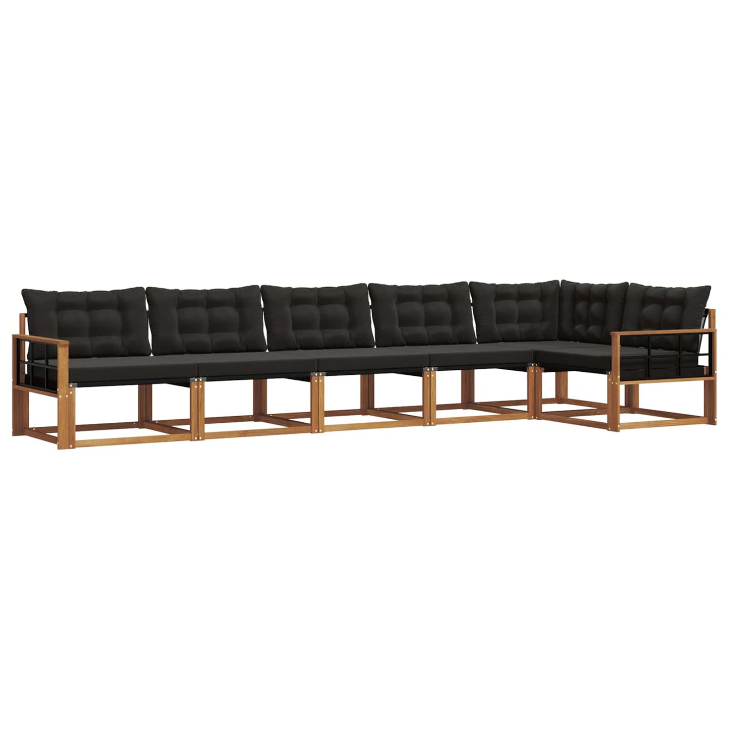 vidaXL Σειρά Καναπέ Εξωτερικού με μαξιλάρι 6 pcs Φυσικό και Μαύρο