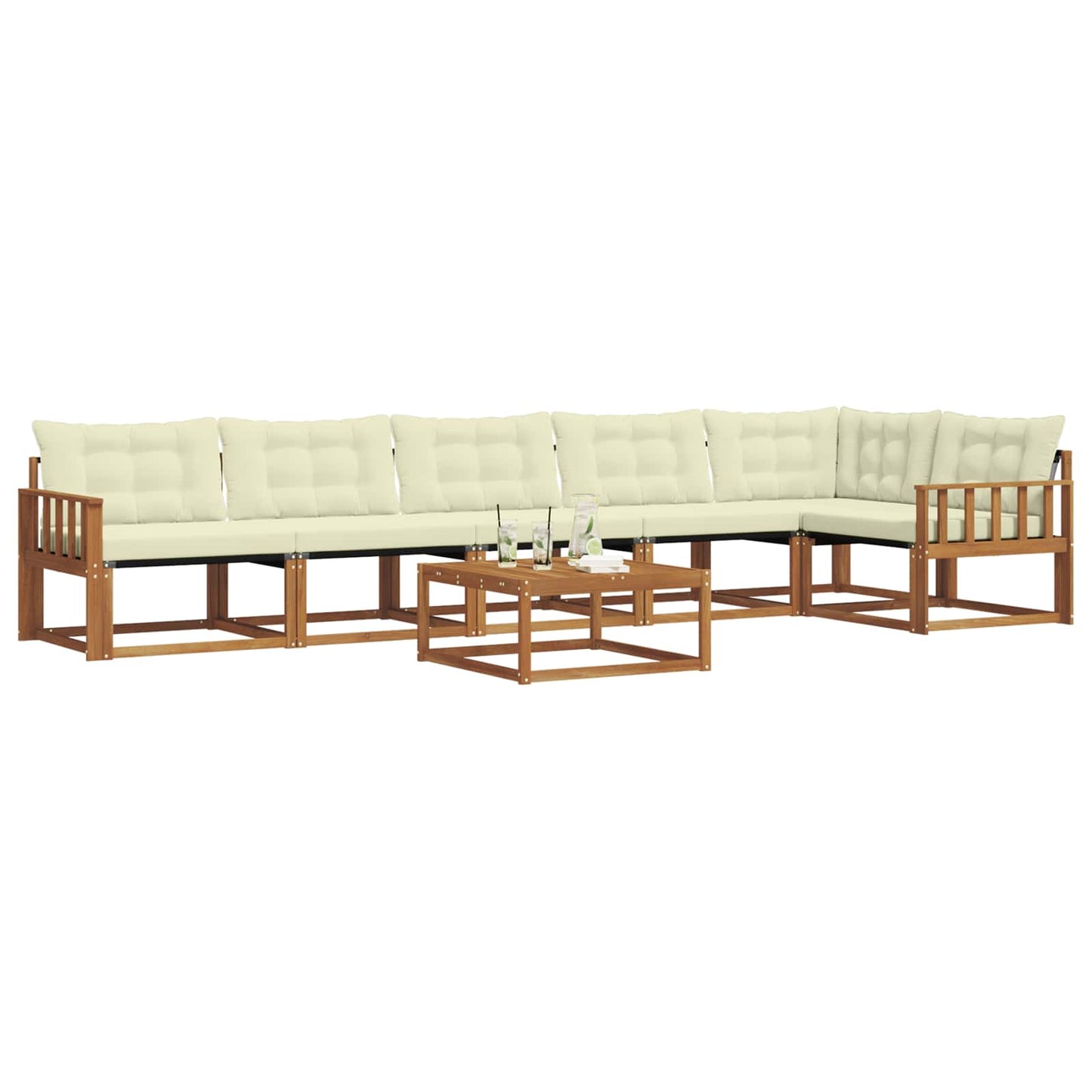 vidaXL Σειρά Καναπέ Εξωτερικού με μαξιλάρι 7 pcs Φυσικό και Κρέμα