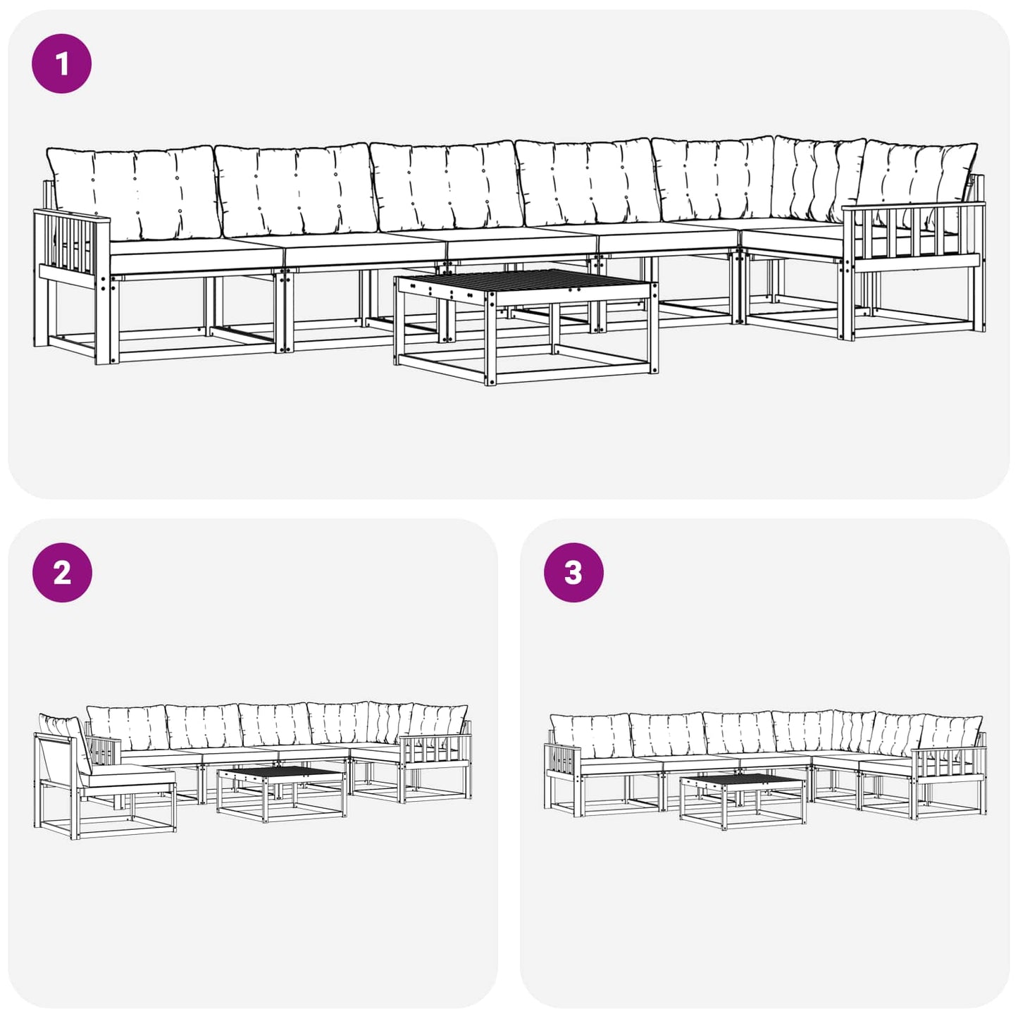 vidaXL Σειρά Καναπέ Εξωτερικού με μαξιλάρι 7 pcs Φυσικό και Κρέμα