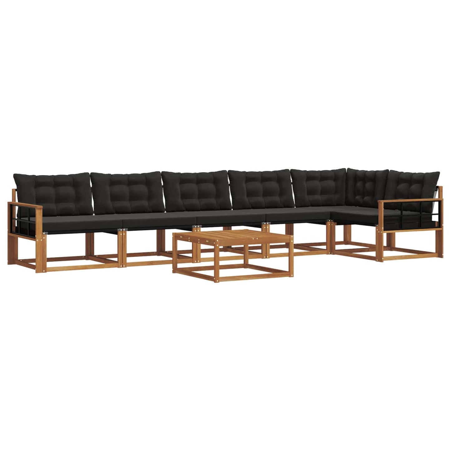 vidaXL Σειρά Καναπέ Εξωτερικού με μαξιλάρι 7 pcs Φυσικό και Μαύρο
