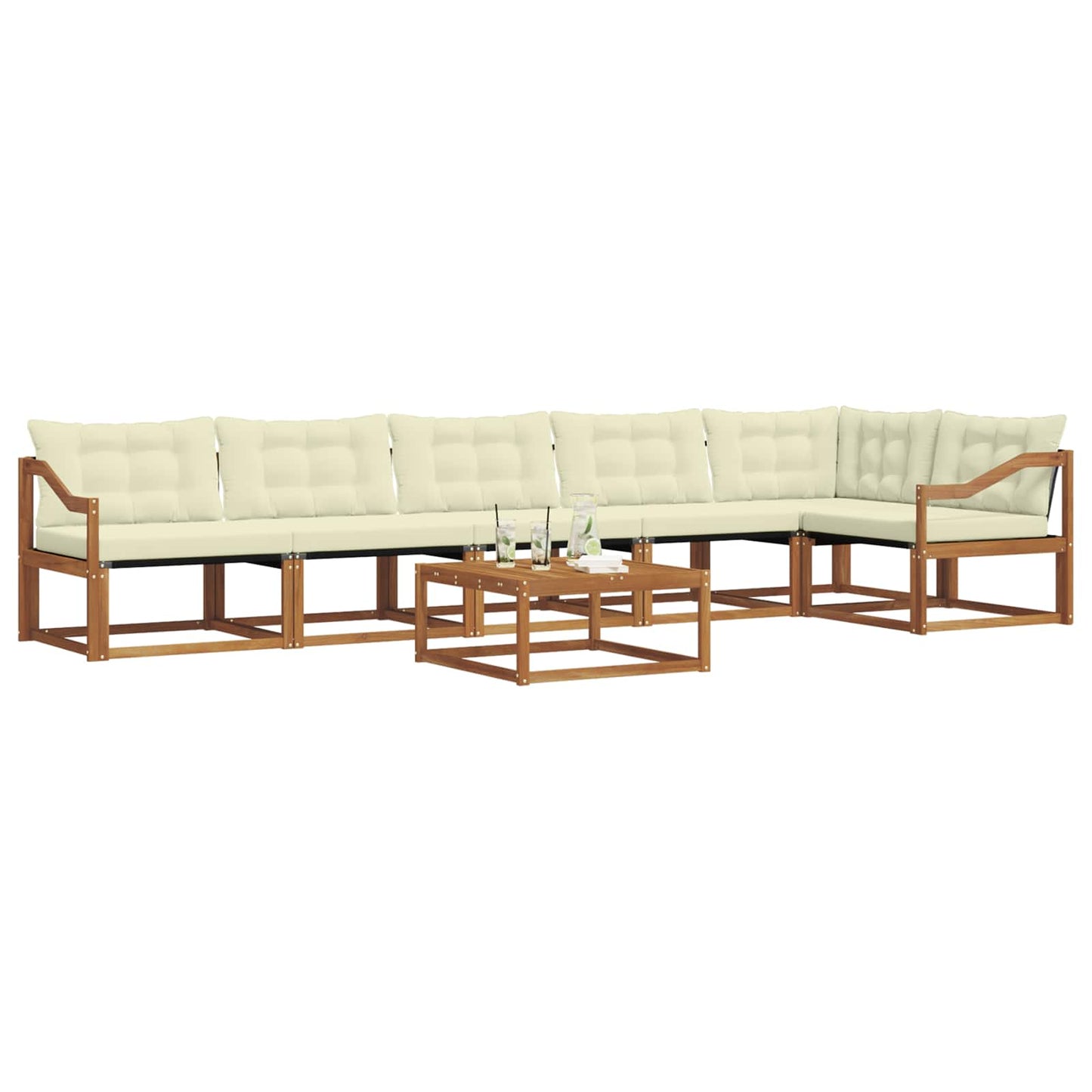 vidaXL Σειρά Καναπέ Εξωτερικού με μαξιλάρι 7 pcs Φυσικό και Κρέμα