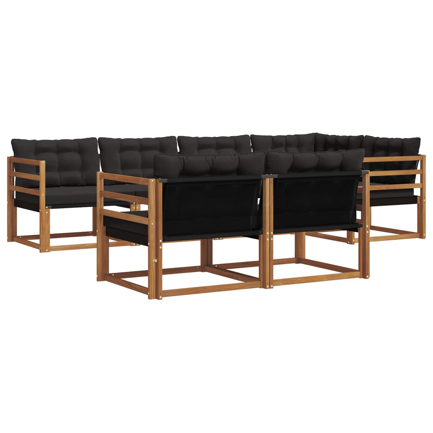 vidaXL Σειρά Καναπέ Εξωτερικού με μαξιλάρι 7 pcs Φυσικό και Μαύρο