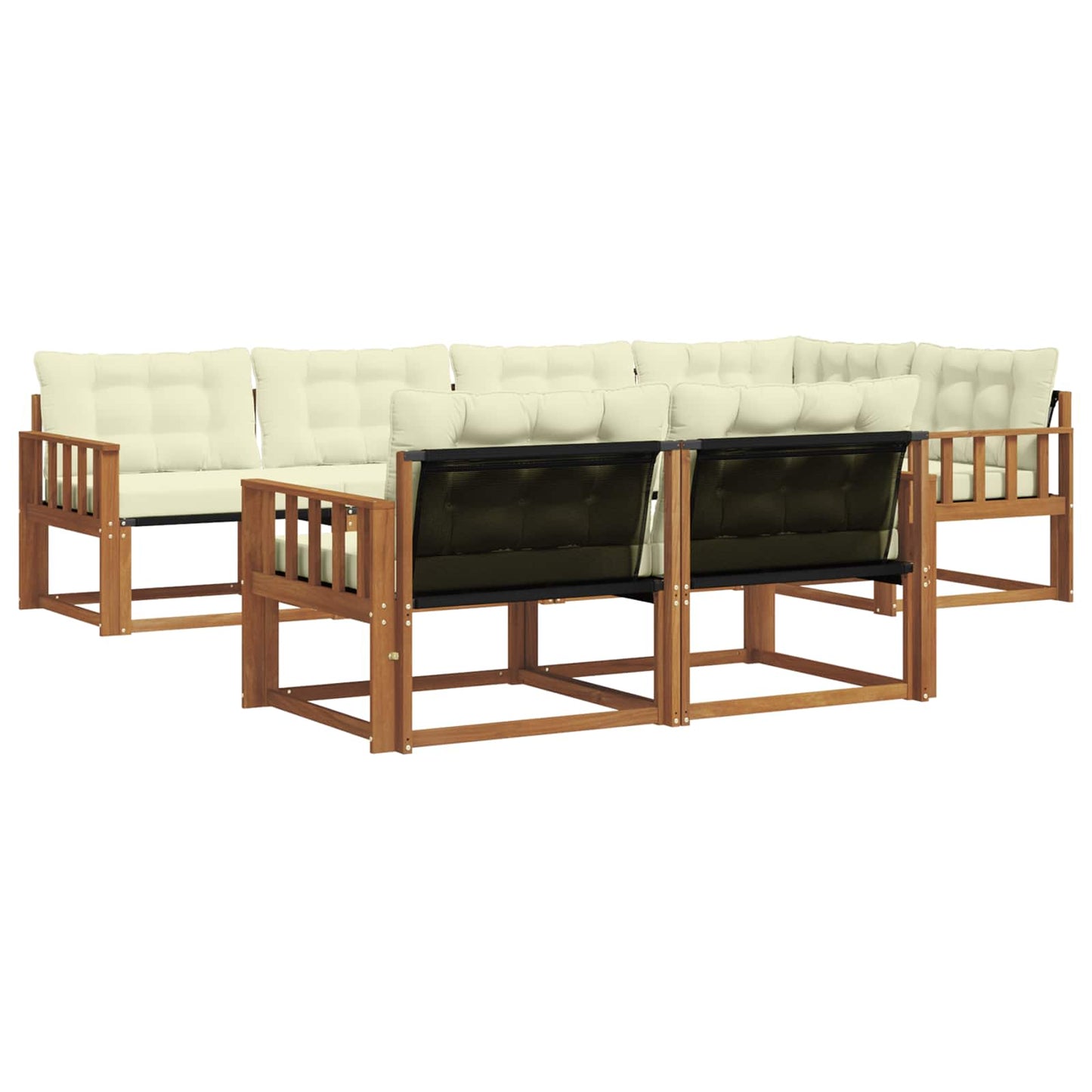 vidaXL Σειρά Καναπέ Εξωτερικού με μαξιλάρι 7 pcs Φυσικό και Κρέμα