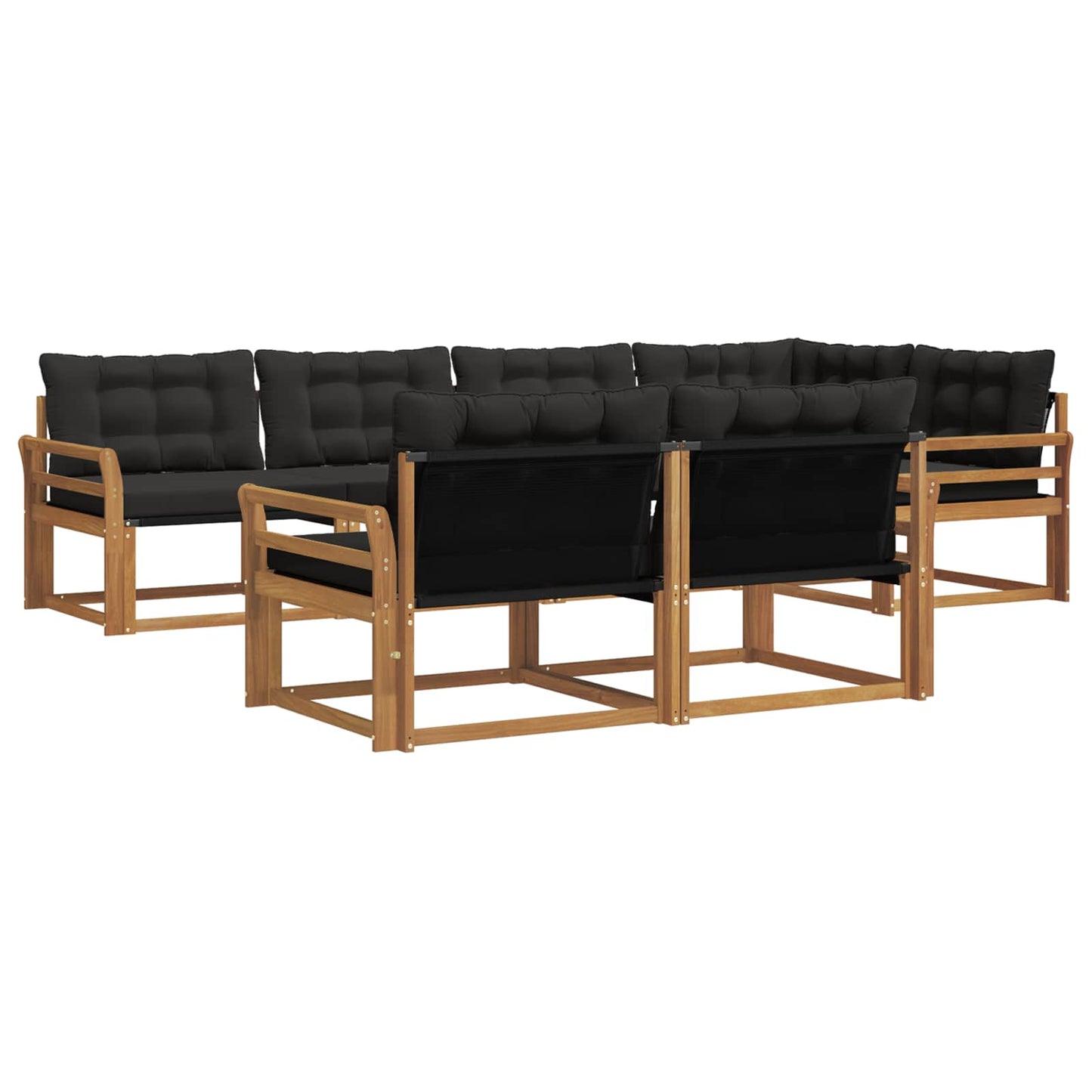 vidaXL Σειρά Καναπέ Εξωτερικού με μαξιλάρι 7 pcs Φυσικό και Μαύρο