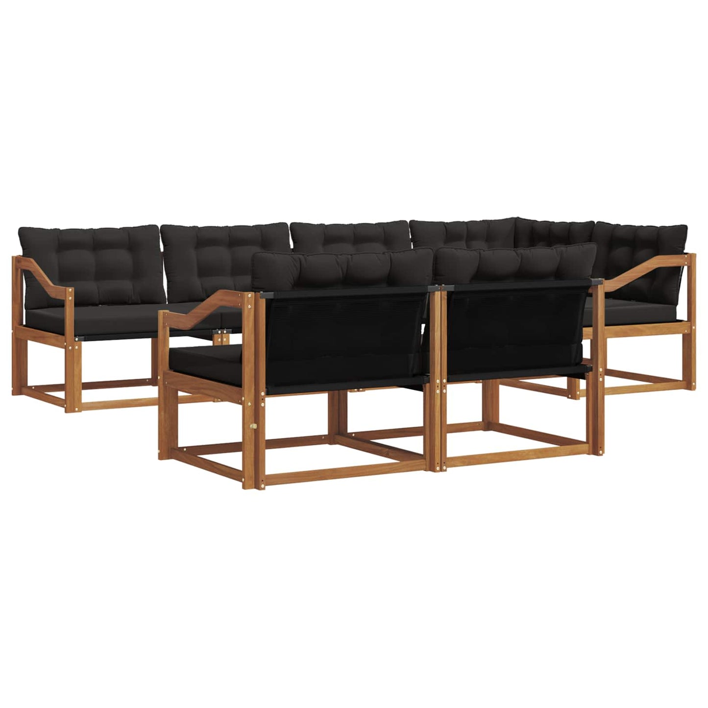 vidaXL Σειρά Καναπέ Εξωτερικού με μαξιλάρι 7 pcs Φυσικό και Μαύρο
