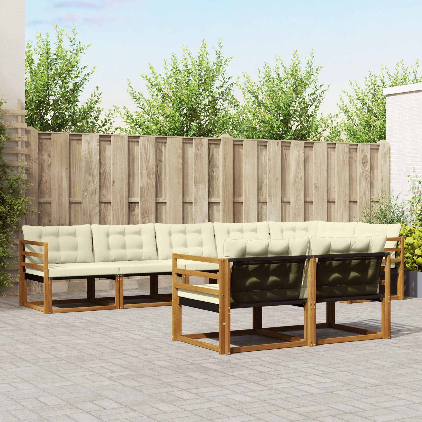 vidaXL Σειρά Καναπέ Εξωτερικού με μαξιλάρι 8 pcs Φυσικό και Κρέμα