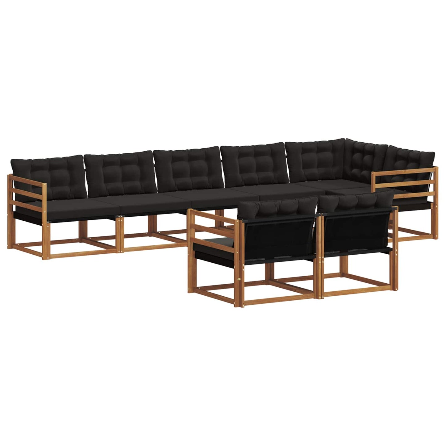 vidaXL Σειρά Καναπέ Εξωτερικού με μαξιλάρι 8 pcs Φυσικό και Μαύρο
