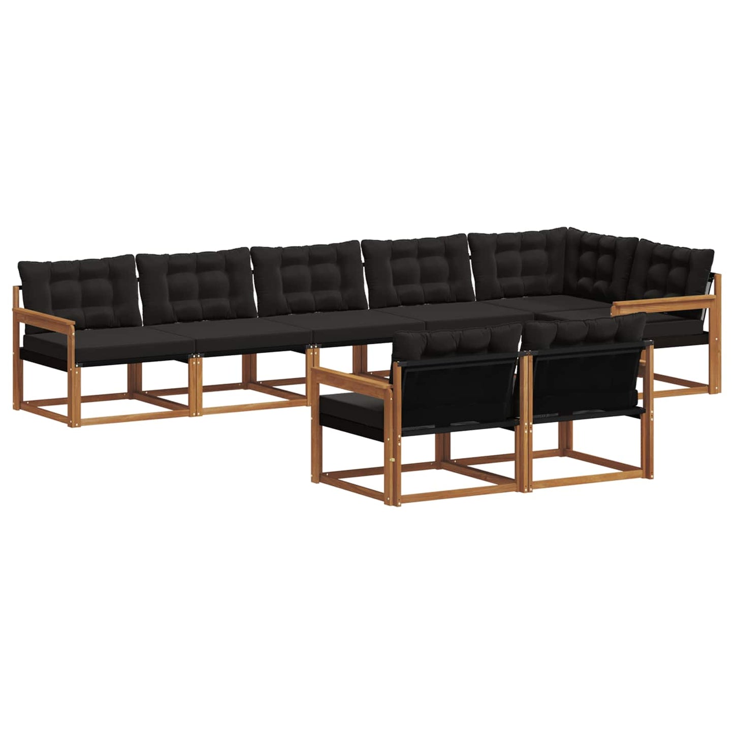 vidaXL Σειρά Καναπέ Εξωτερικού με μαξιλάρι 8 pcs Φυσικό και Μαύρο