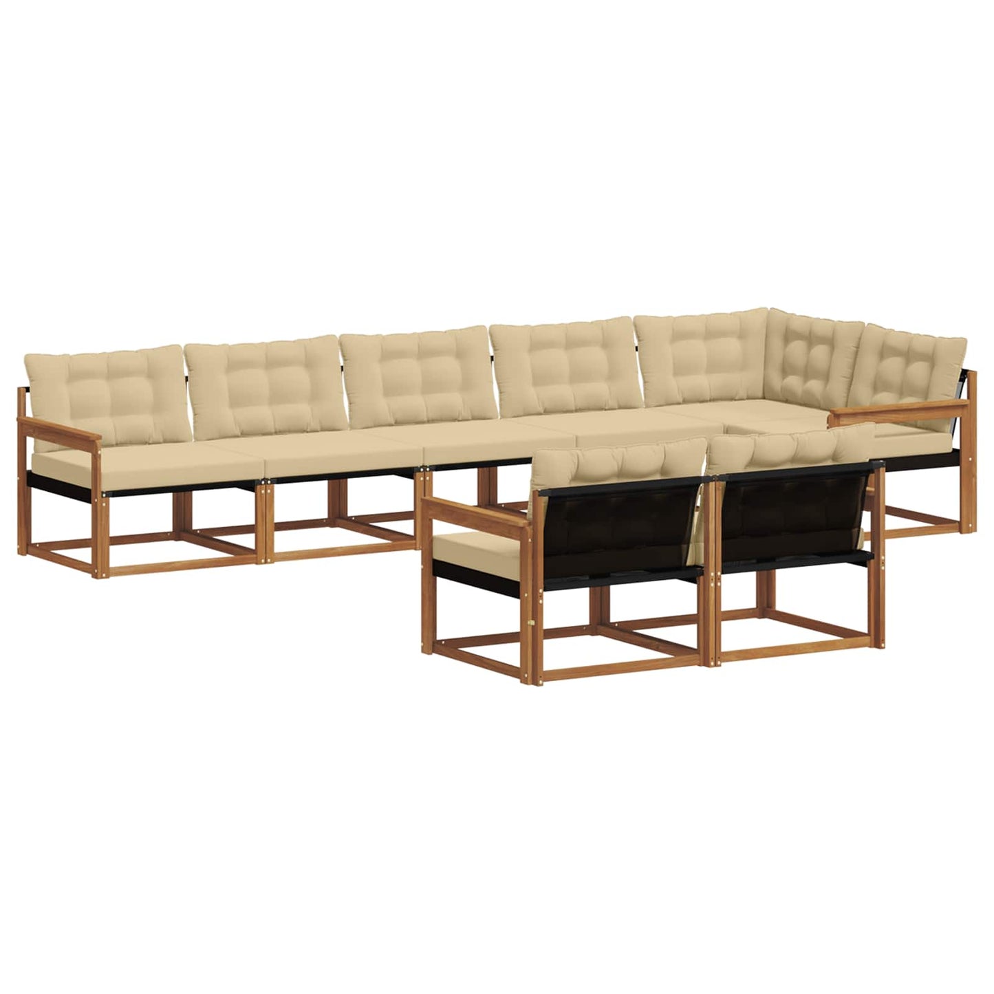 vidaXL Σειρά Καναπέ Εξωτερικού με μαξιλάρι 8 pcs Φυσικό και Μπεζ