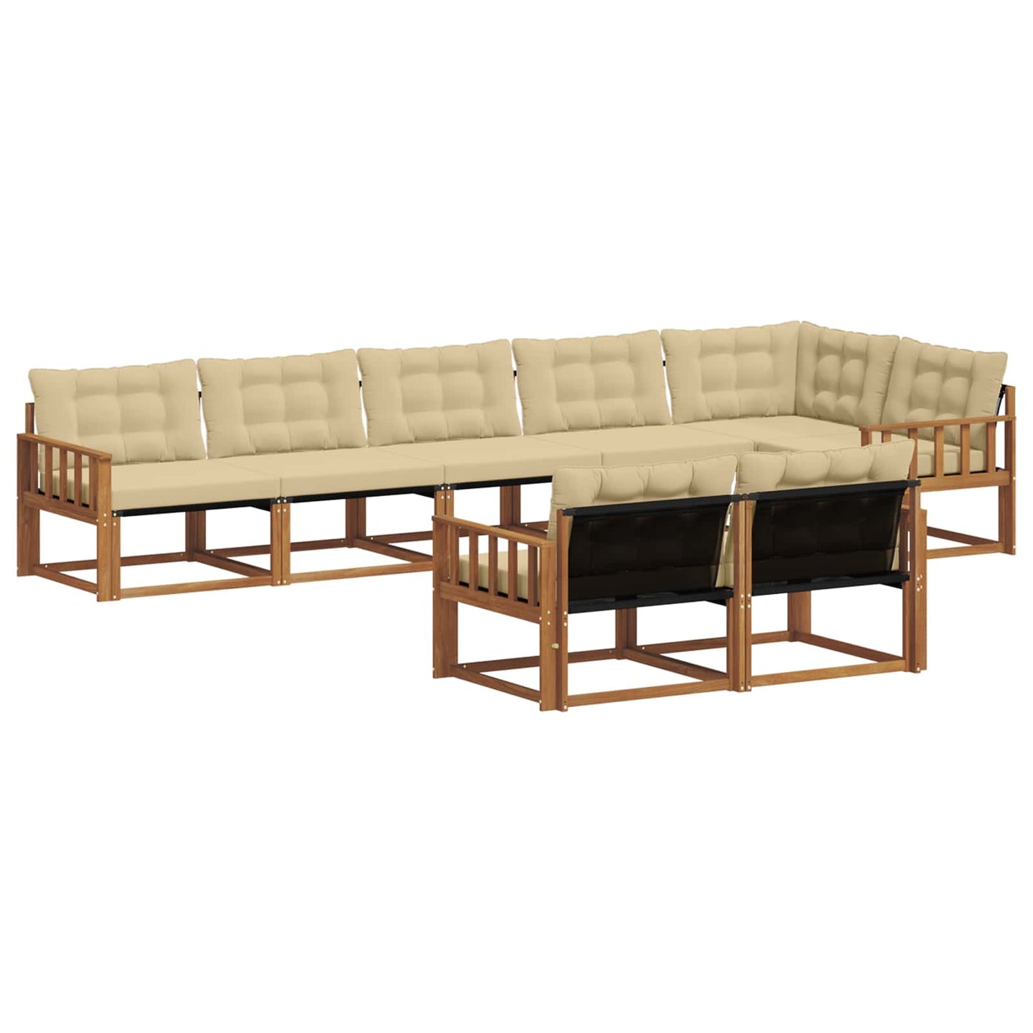 vidaXL Σειρά Καναπέ Εξωτερικού με μαξιλάρι 8 pcs Φυσικό και Μπεζ