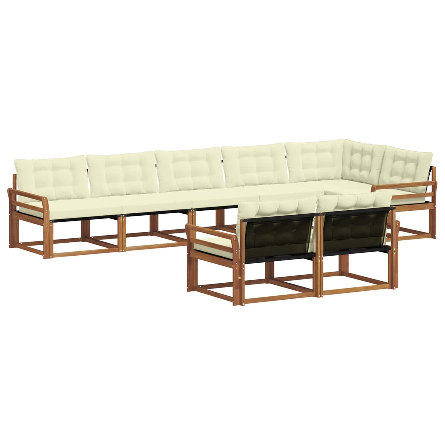 vidaXL Σειρά Καναπέ Εξωτερικού με μαξιλάρι 8 pcs Φυσικό και Κρέμα