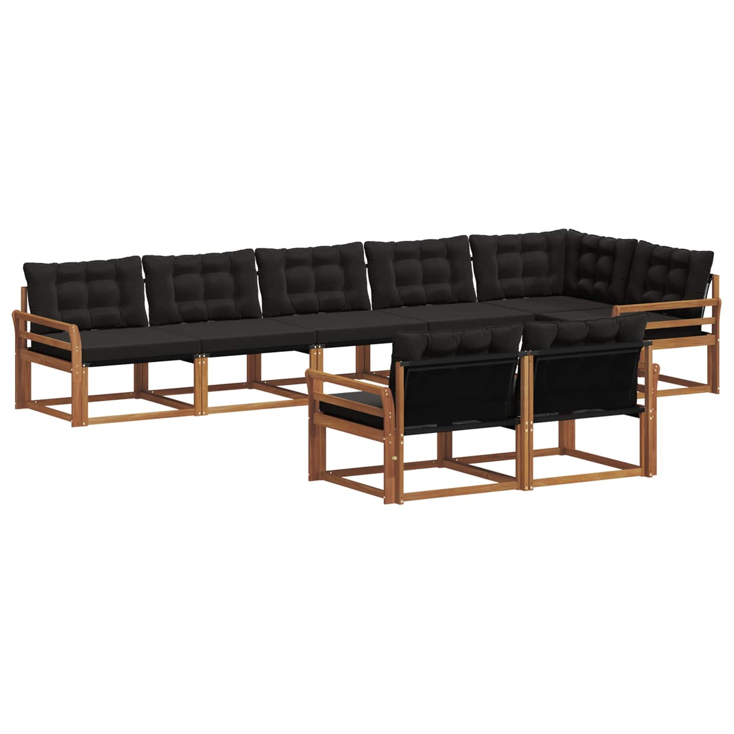 vidaXL Σειρά Καναπέ Εξωτερικού με μαξιλάρι 8 pcs Φυσικό και Μαύρο