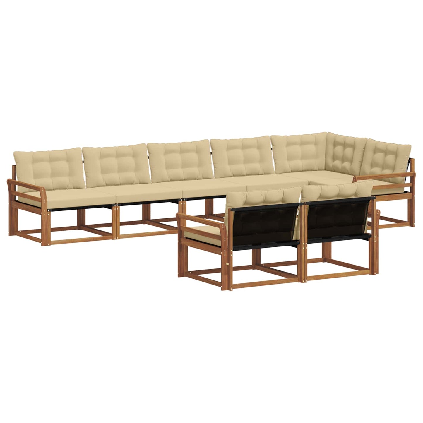 vidaXL Σειρά Καναπέ Εξωτερικού με μαξιλάρι 8 pcs Φυσικό και Μπεζ