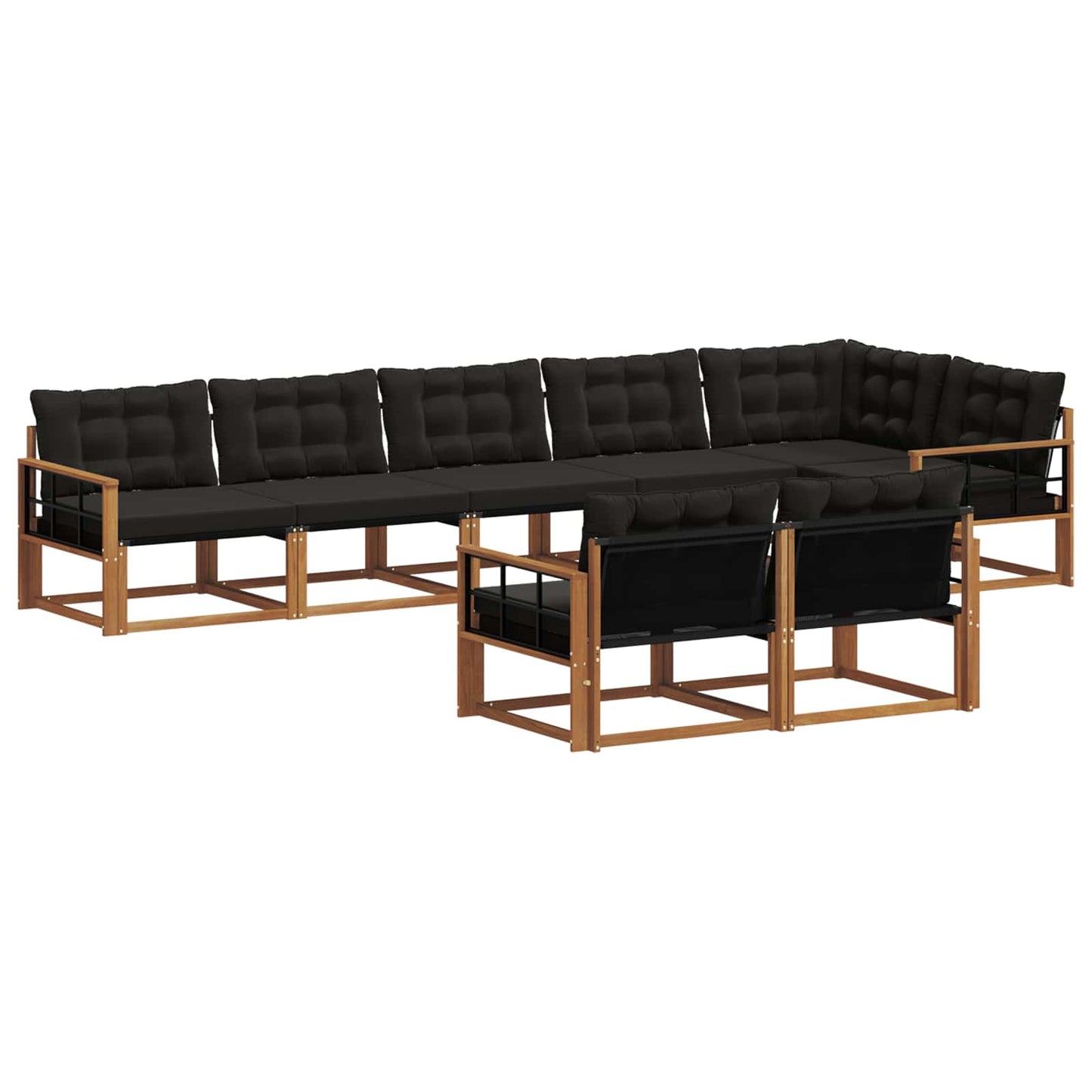 vidaXL Σειρά Καναπέ Εξωτερικού με μαξιλάρι 8 pcs Φυσικό και Μαύρο