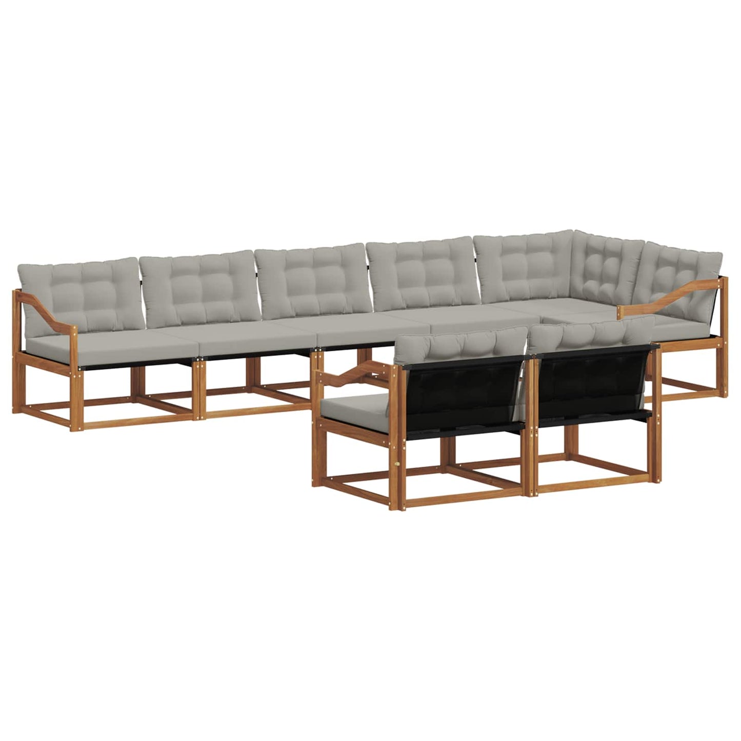 vidaXL Σειρά Καναπέ Εξωτερικού 8 pcs Φυσικό και Ανοιχτό Γκρι