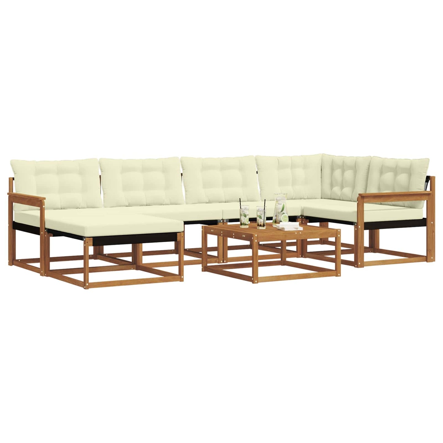 vidaXL Σειρά Καναπέ Εξωτερικού με μαξιλάρι 19 pcs Φυσικό και Κρέμα