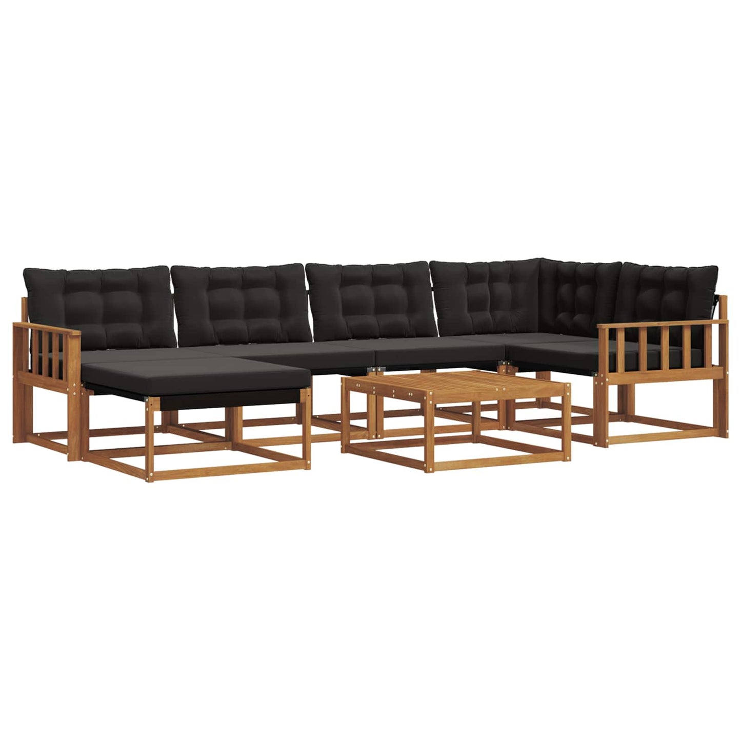 vidaXL Σειρά Καναπέ Εξωτερικού με μαξιλάρι 19 pcs Φυσικό και Μαύρο