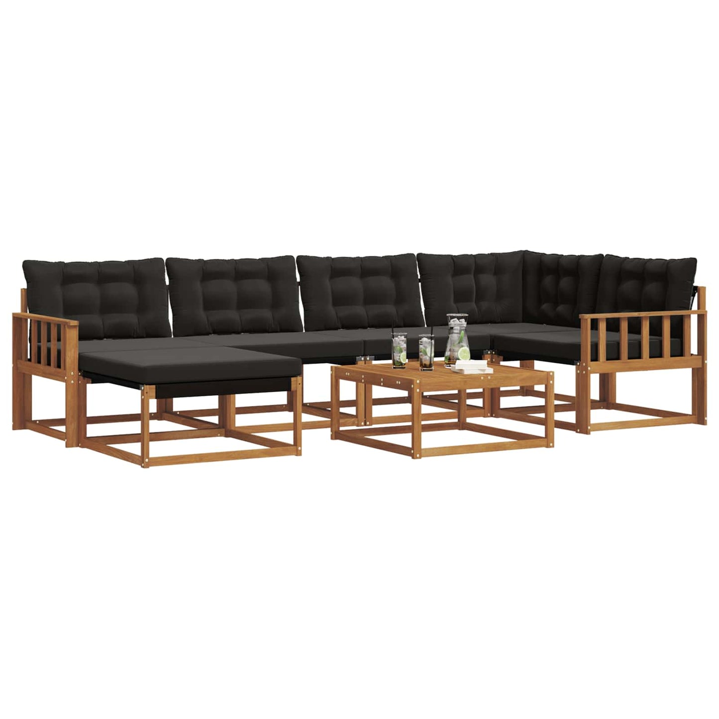 vidaXL Σειρά Καναπέ Εξωτερικού με μαξιλάρι 19 pcs Φυσικό και Μαύρο