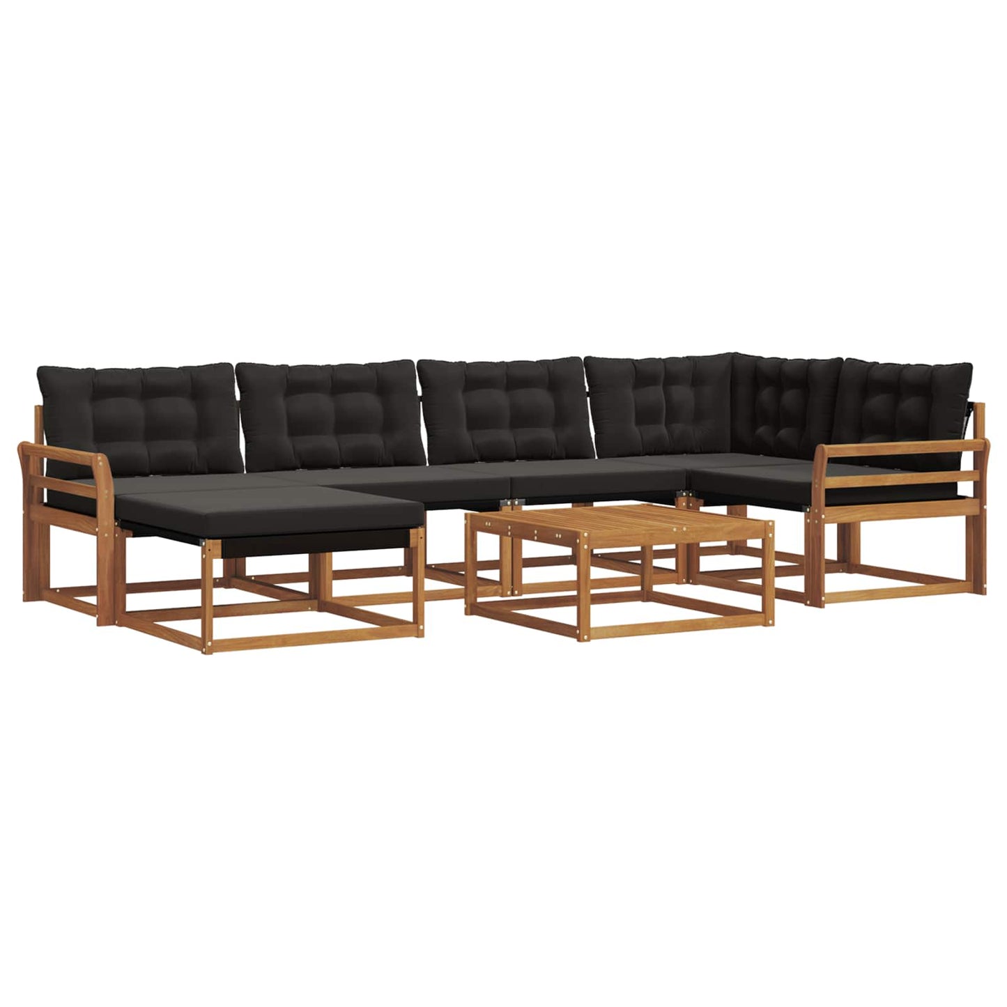 vidaXL Σειρά Καναπέ Εξωτερικού με μαξιλάρι 19 pcs Φυσικό και Μαύρο