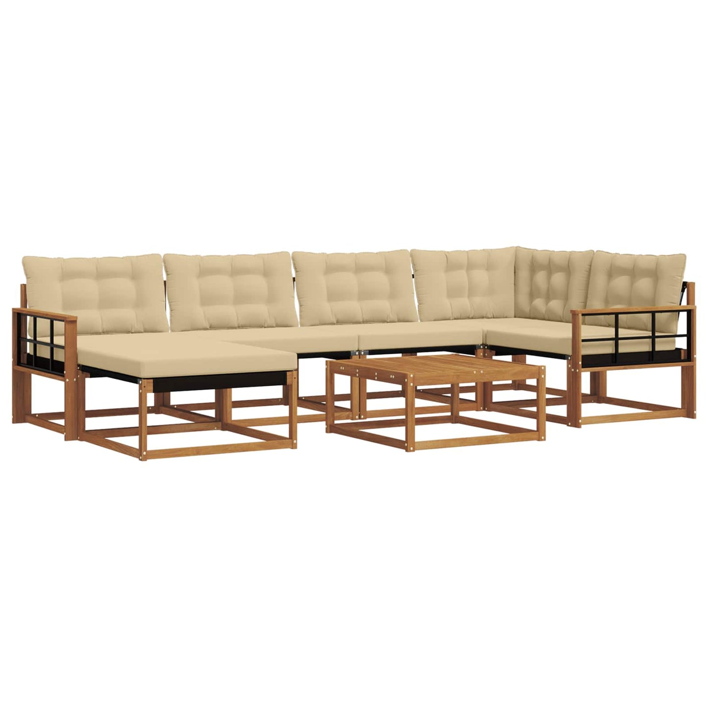 vidaXL Σειρά Καναπέ Εξωτερικού με μαξιλάρι 19 pcs Φυσικό και Μπεζ