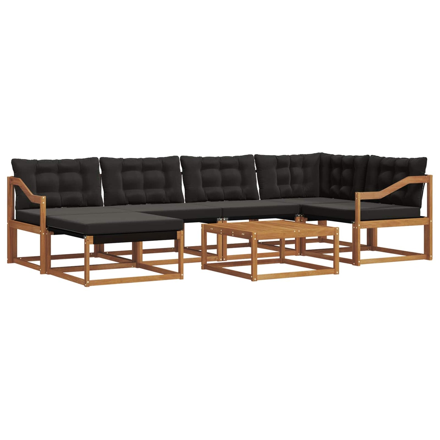 vidaXL Σειρά Καναπέ Εξωτερικού με μαξιλάρι 19 pcs Φυσικό και Μαύρο