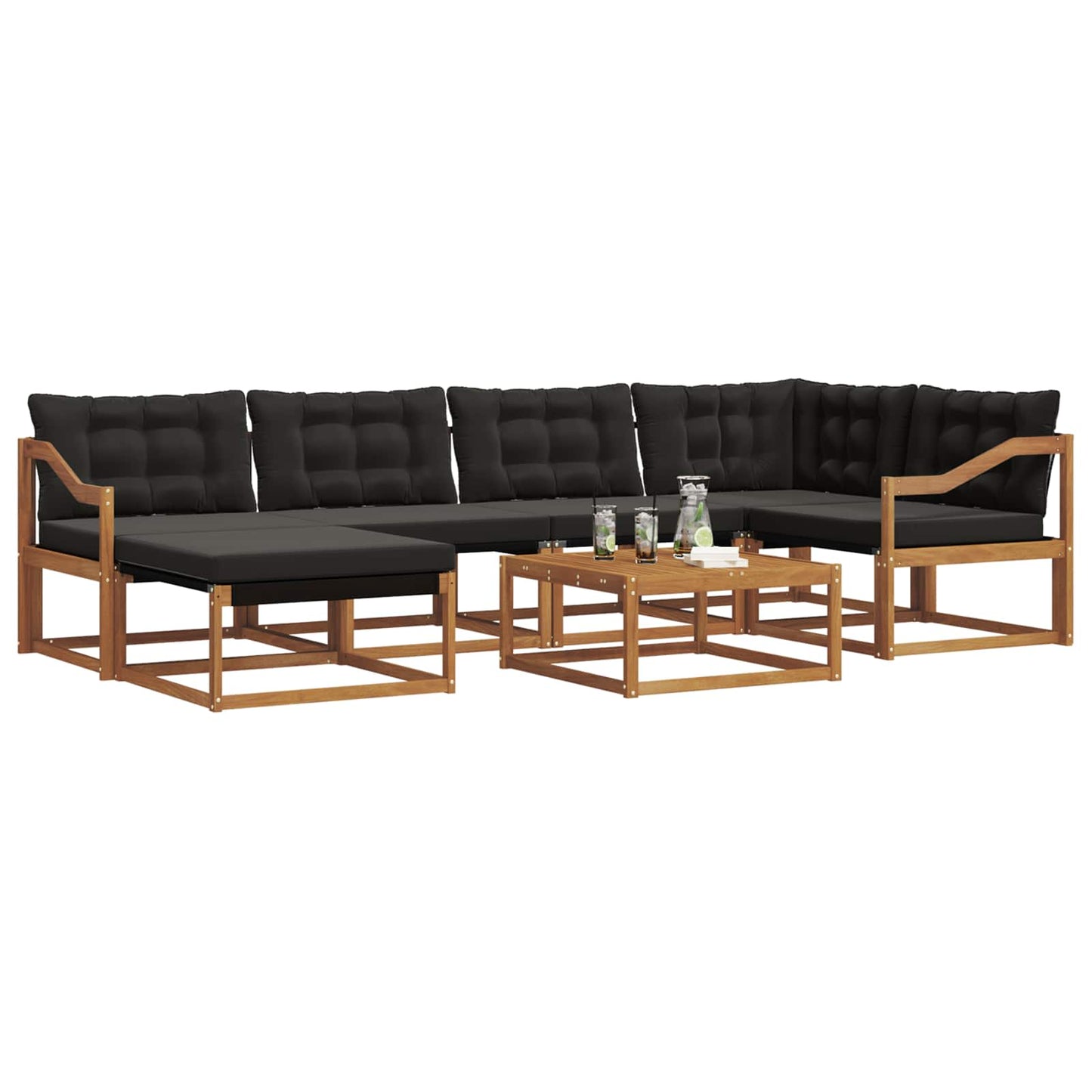 vidaXL Σειρά Καναπέ Εξωτερικού με μαξιλάρι 19 pcs Φυσικό και Μαύρο