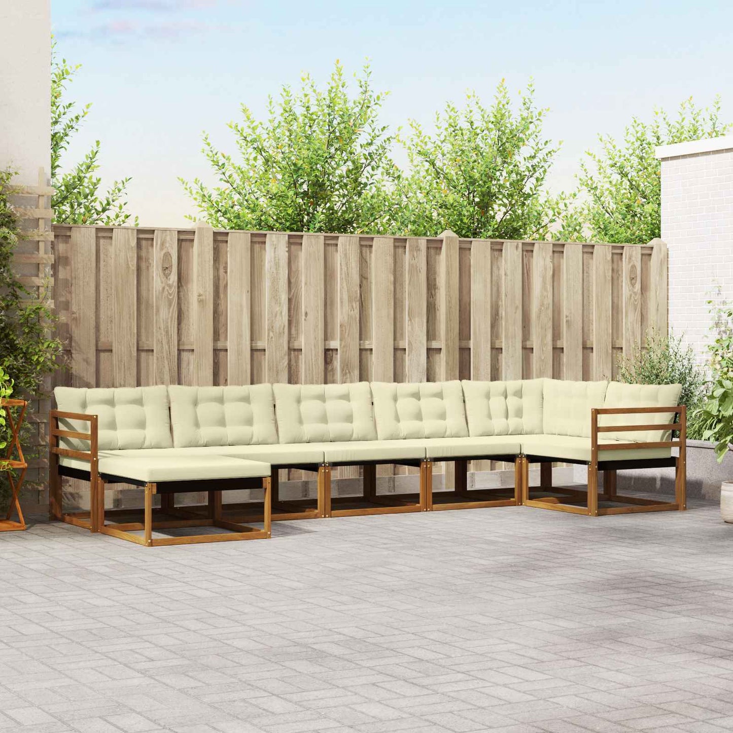 vidaXL Σειρά Καναπέ Εξωτερικού με μαξιλάρι 21 pcs Φυσικό και Κρέμα