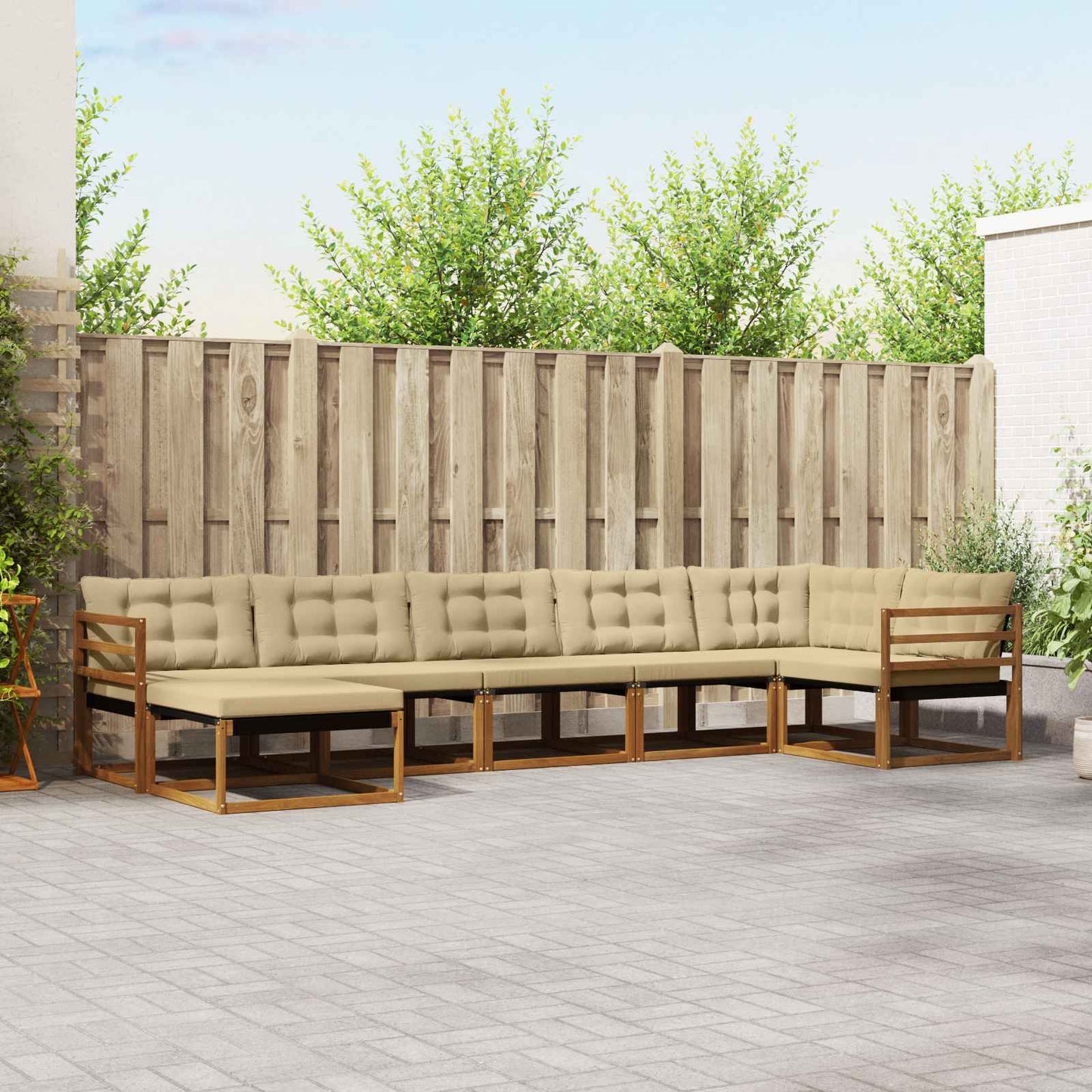vidaXL Σειρά Καναπέ Εξωτερικού με μαξιλάρι 21 pcs Φυσικό και Μπεζ