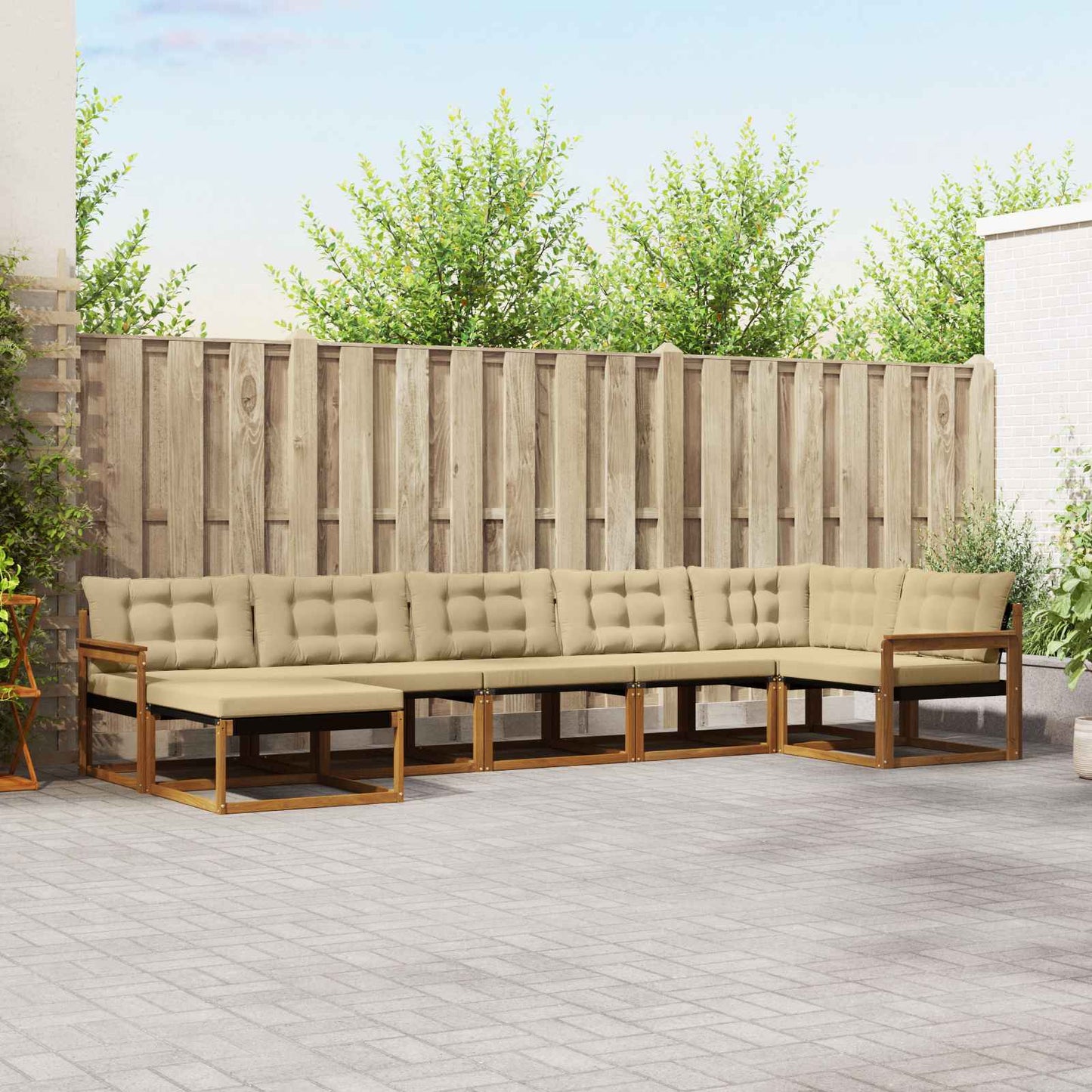 vidaXL Σειρά Καναπέ Εξωτερικού με μαξιλάρι 21 pcs Φυσικό και Μπεζ