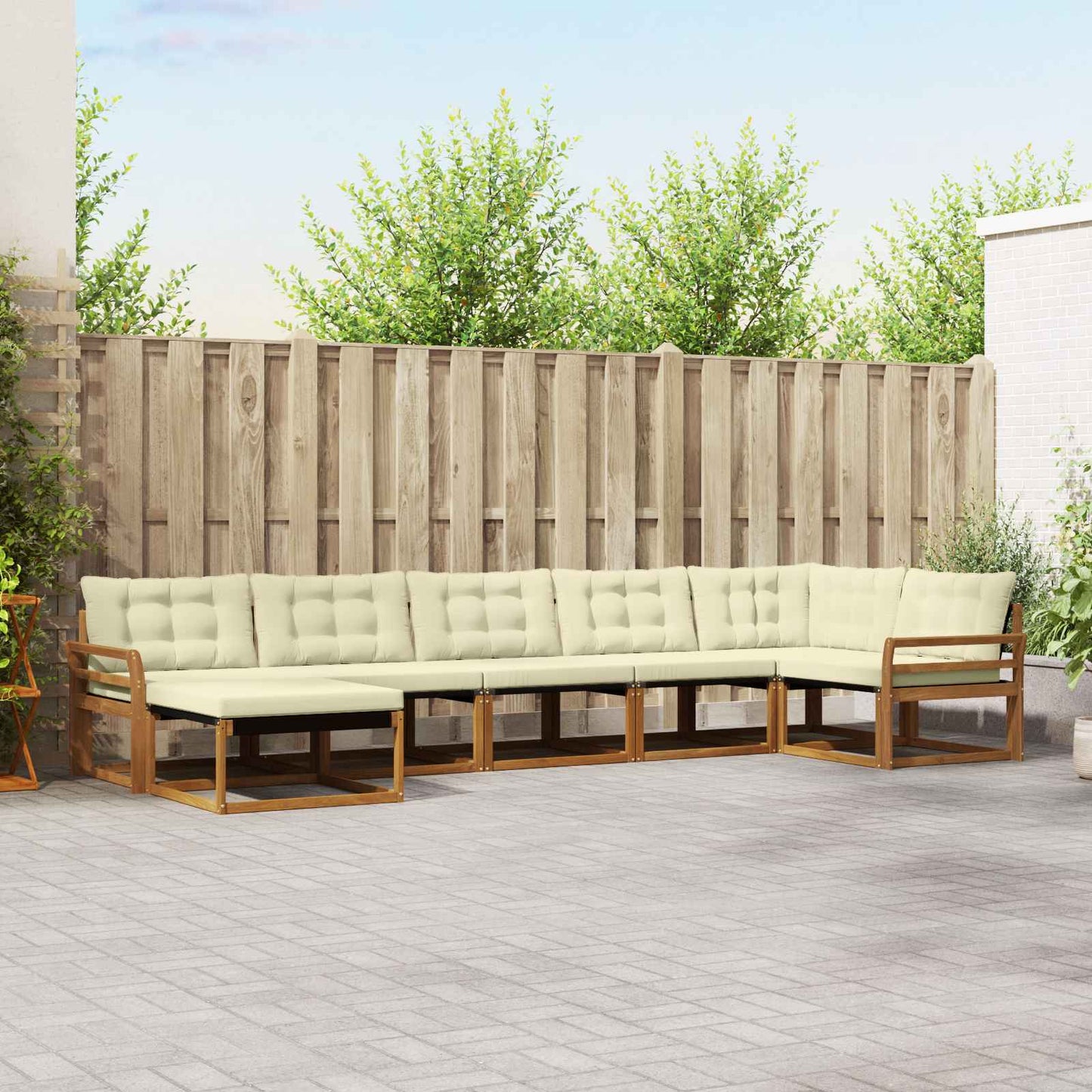vidaXL Σειρά Καναπέ Εξωτερικού με μαξιλάρι 21 pcs Φυσικό και Κρέμα