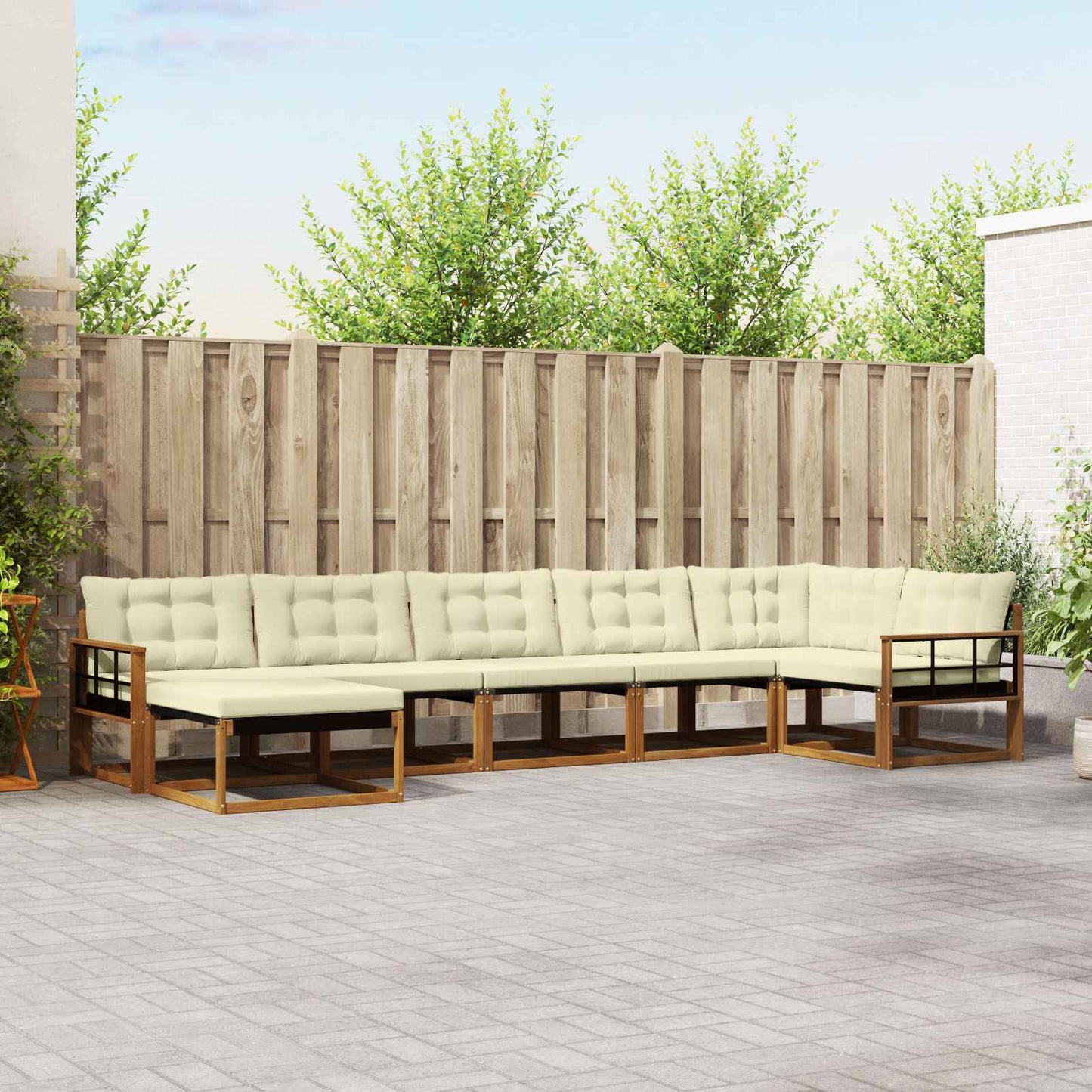 vidaXL Σειρά Καναπέ Εξωτερικού με μαξιλάρι 21 pcs Φυσικό και Κρέμα