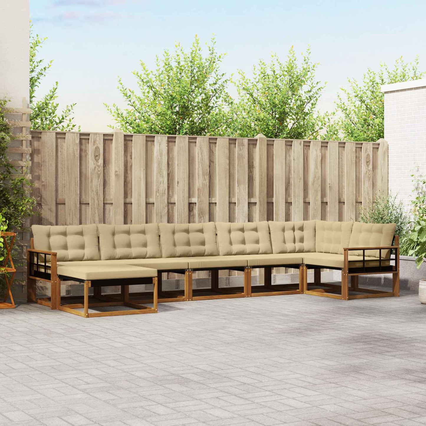 vidaXL Σειρά Καναπέ Εξωτερικού με μαξιλάρι 21 pcs Φυσικό και Μπεζ