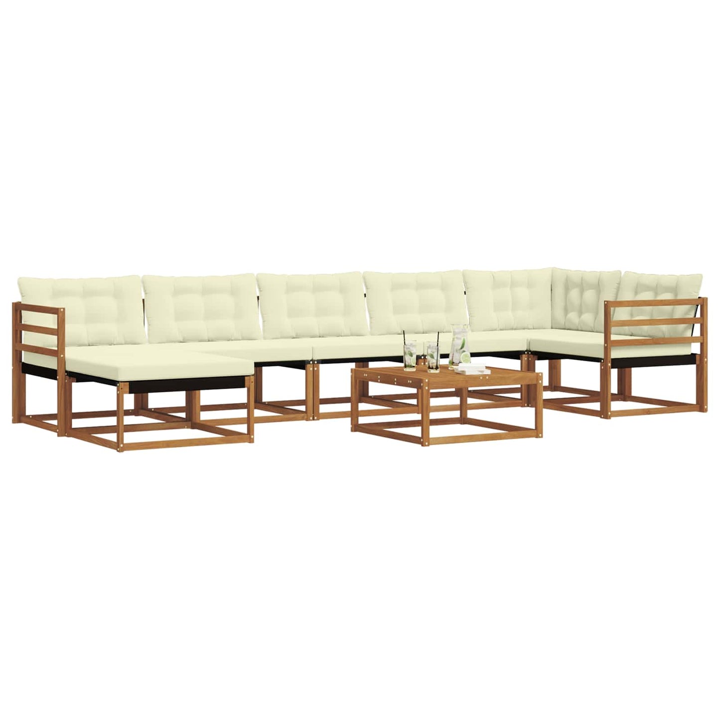 vidaXL Σειρά Καναπέ Εξωτερικού με μαξιλάρι 22 pcs Φυσικό και Κρέμα