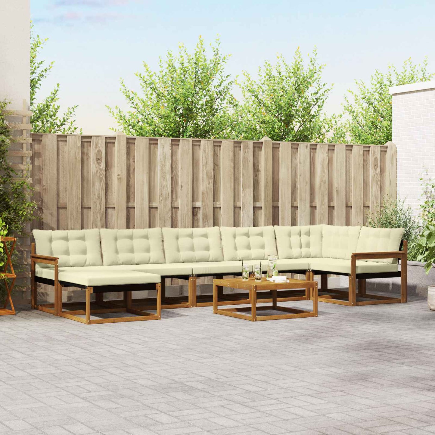 vidaXL Σειρά Καναπέ Εξωτερικού με μαξιλάρι 22 pcs Φυσικό και Κρέμα