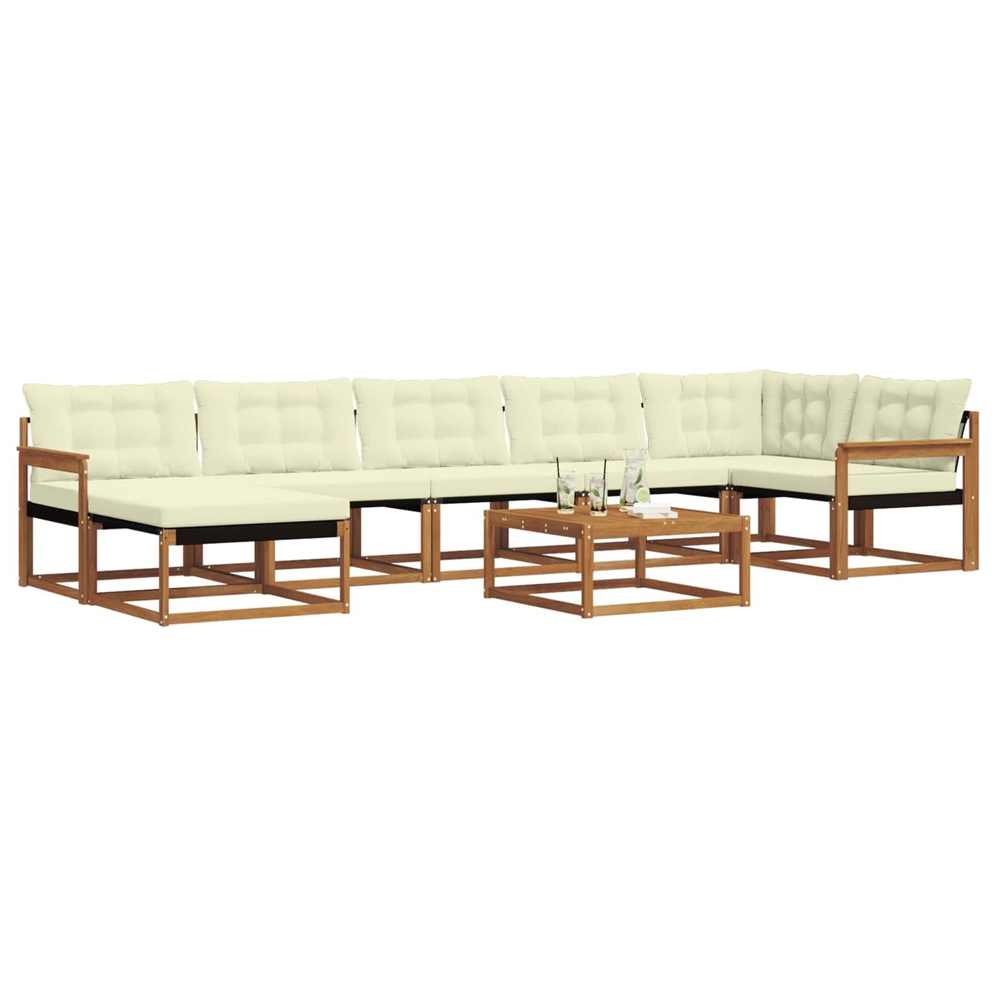 vidaXL Σειρά Καναπέ Εξωτερικού με μαξιλάρι 22 pcs Φυσικό και Κρέμα