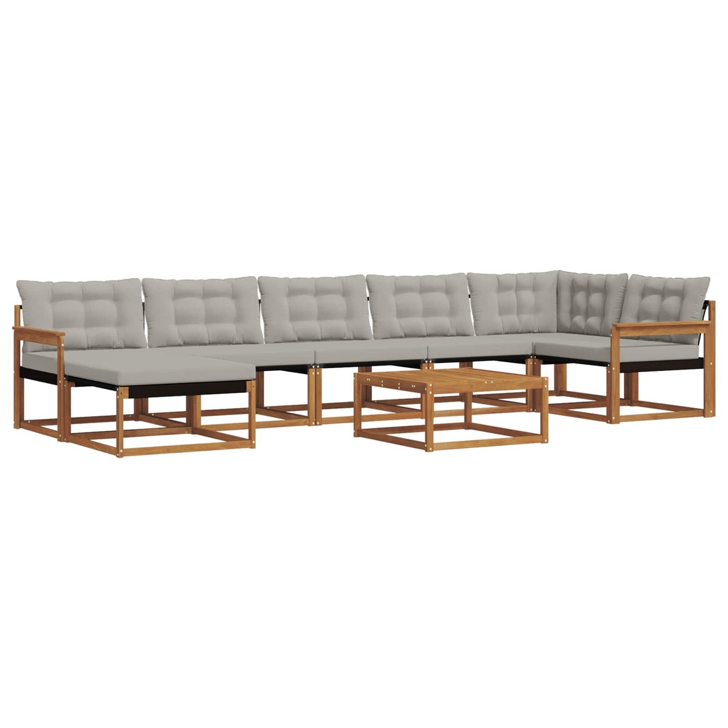 vidaXL Σειρά Καναπέ Εξωτερικού 8 pcs Φυσικό και Ανοιχτό Γκρι