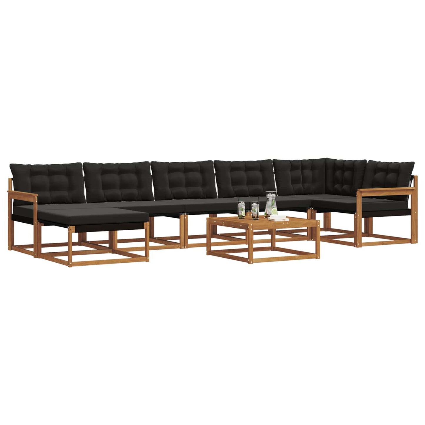 vidaXL Σειρά Καναπέ Εξωτερικού με μαξιλάρι 22 pcs Φυσικό και Μαύρο