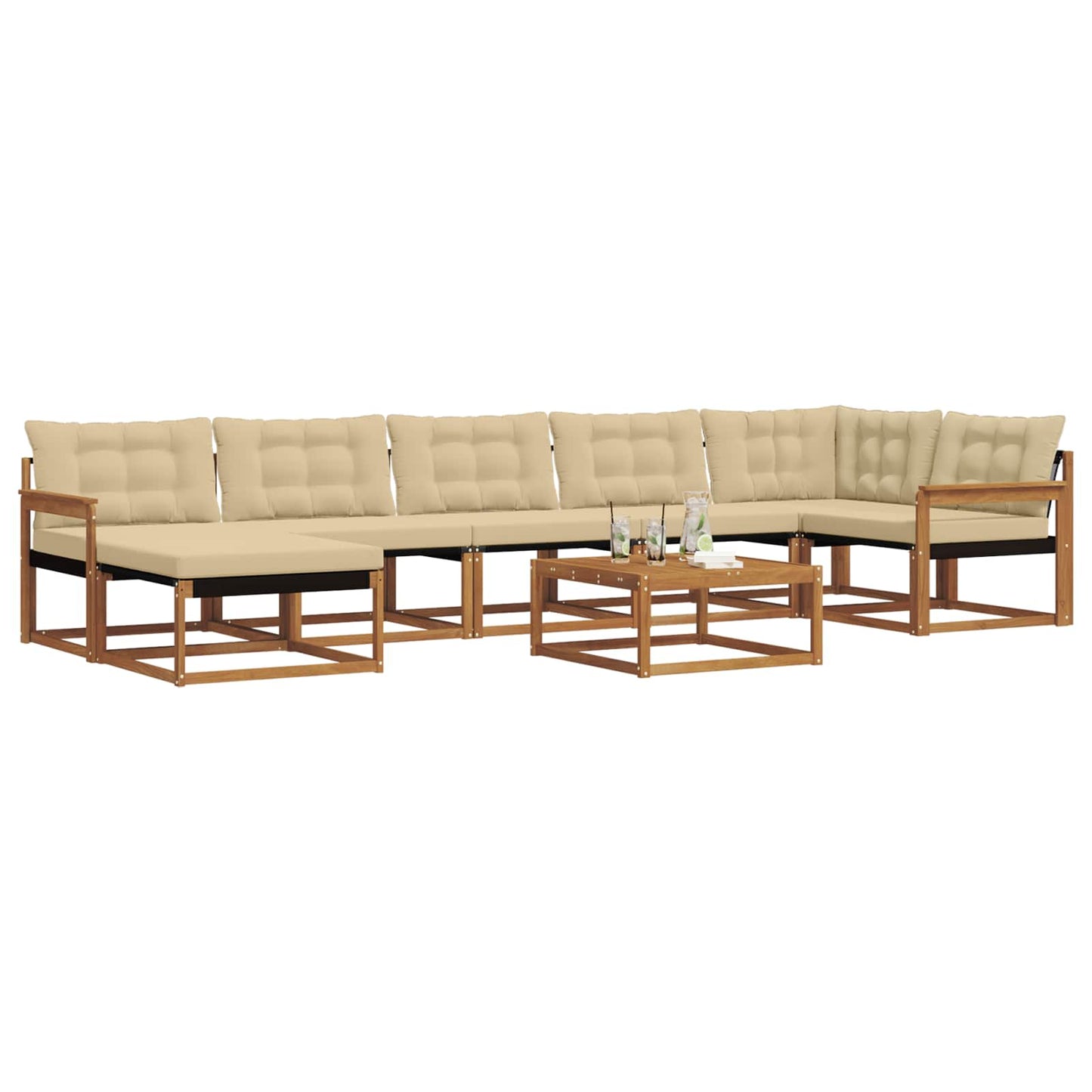 vidaXL Σειρά Καναπέ Εξωτερικού με μαξιλάρι 22 pcs Φυσικό και Μπεζ