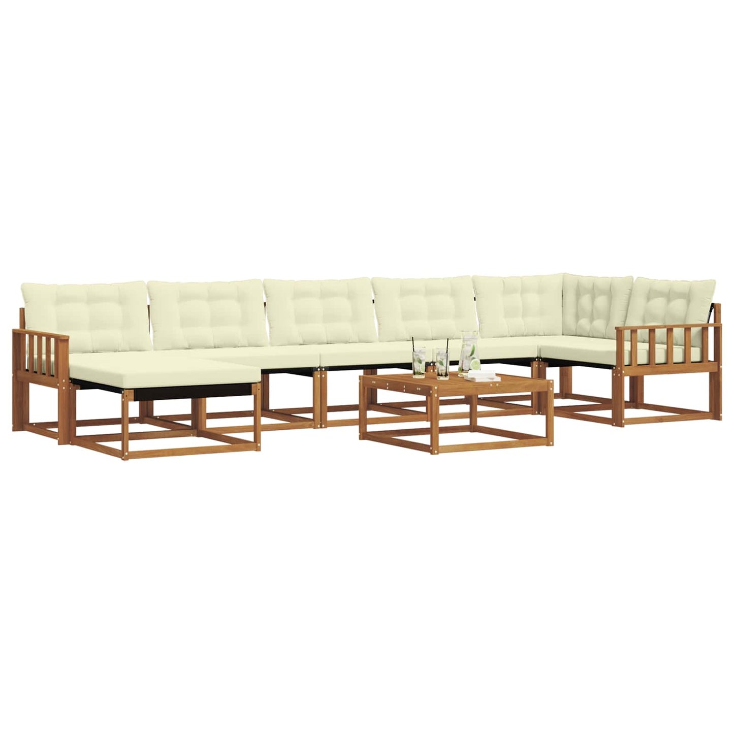 vidaXL Σειρά Καναπέ Εξωτερικού με μαξιλάρι 22 pcs Φυσικό και Κρέμα