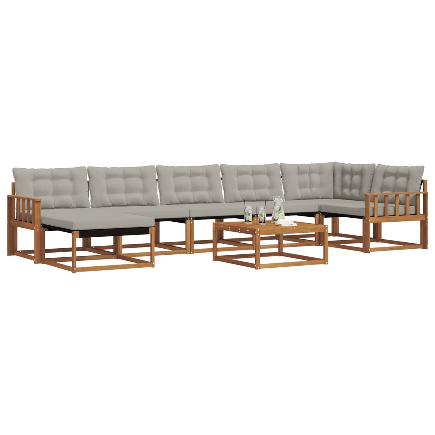 vidaXL Σειρά Καναπέ Εξωτερικού 8 pcs Φυσικό και Ανοιχτό Γκρι
